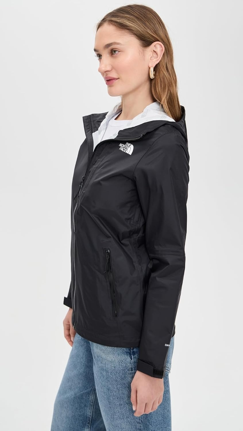 image:imageTHE NORTH FACE Womens Alta Vista Rain Jacket 3 Piece Hood With Adjustable Cinchcord Waterproof BreathableAsphalt Greytnf Black