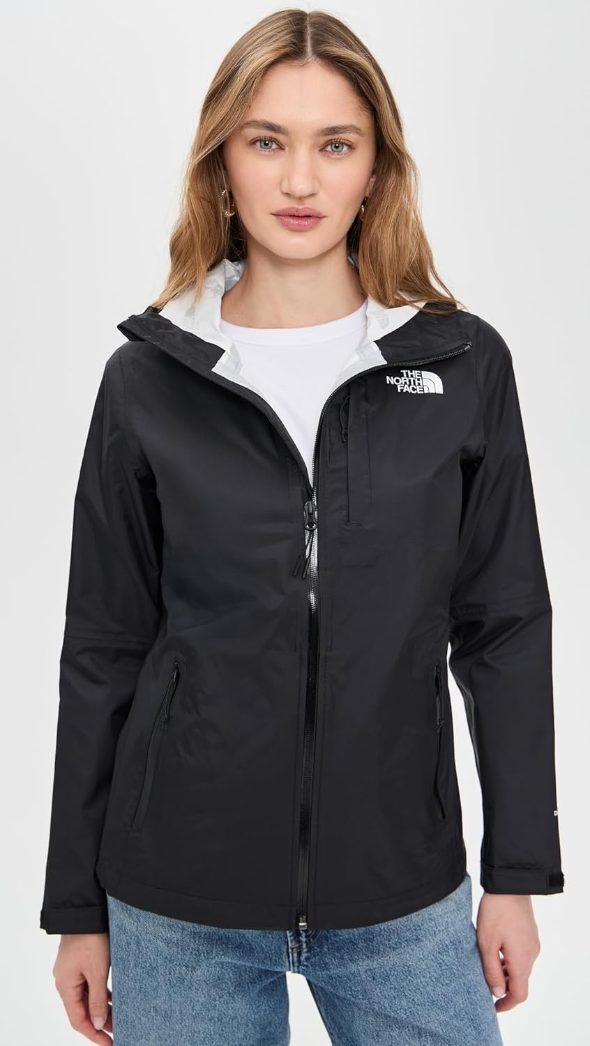 image:imageTHE NORTH FACE Womens Alta Vista Rain Jacket 3 Piece Hood With Adjustable Cinchcord Waterproof BreathableAsphalt Greytnf Black