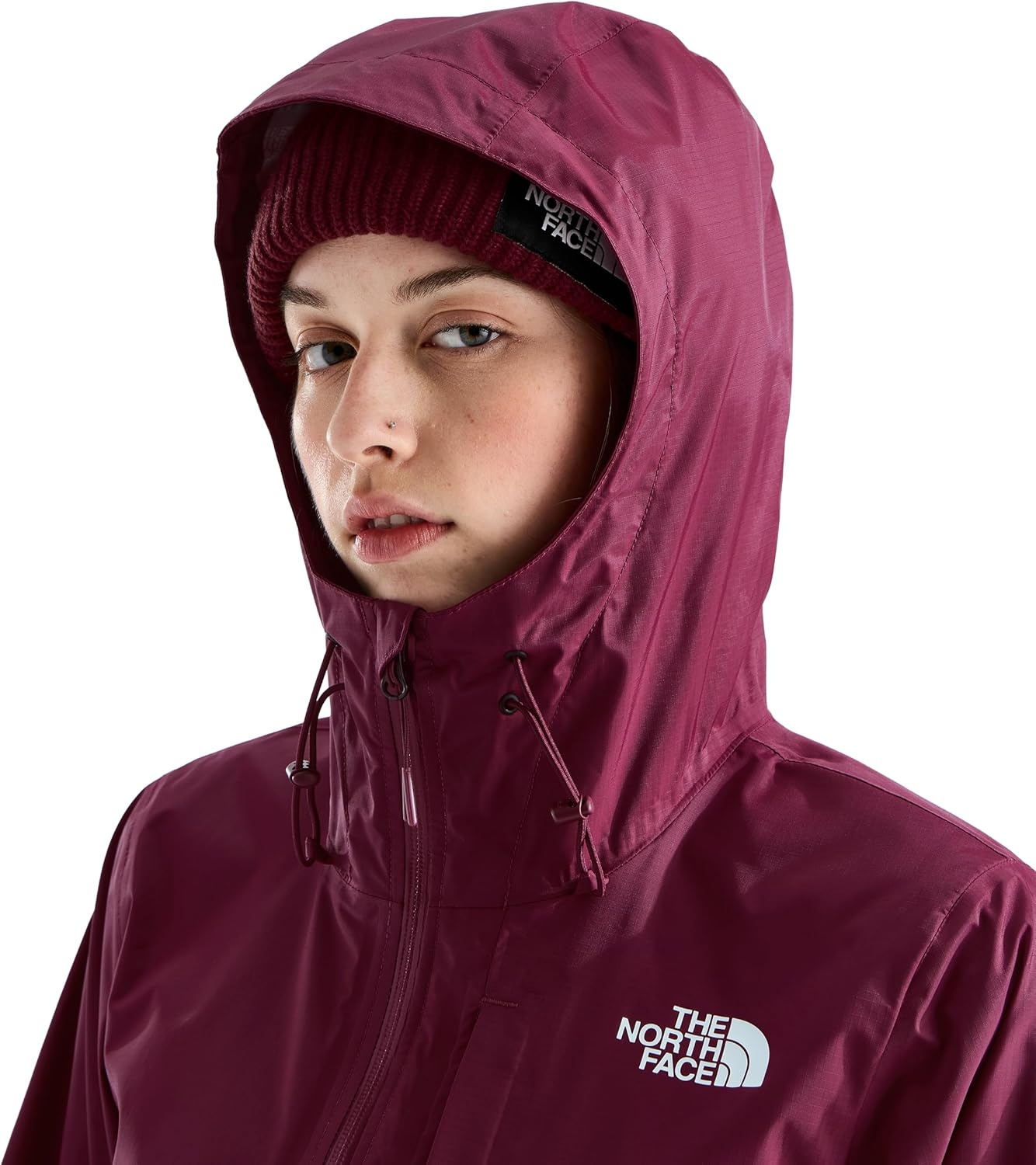 image:imageTHE NORTH FACE Womens Alta Vista Rain Jacket 3 Piece Hood With Adjustable Cinchcord Waterproof BreathableBurgundy Crush