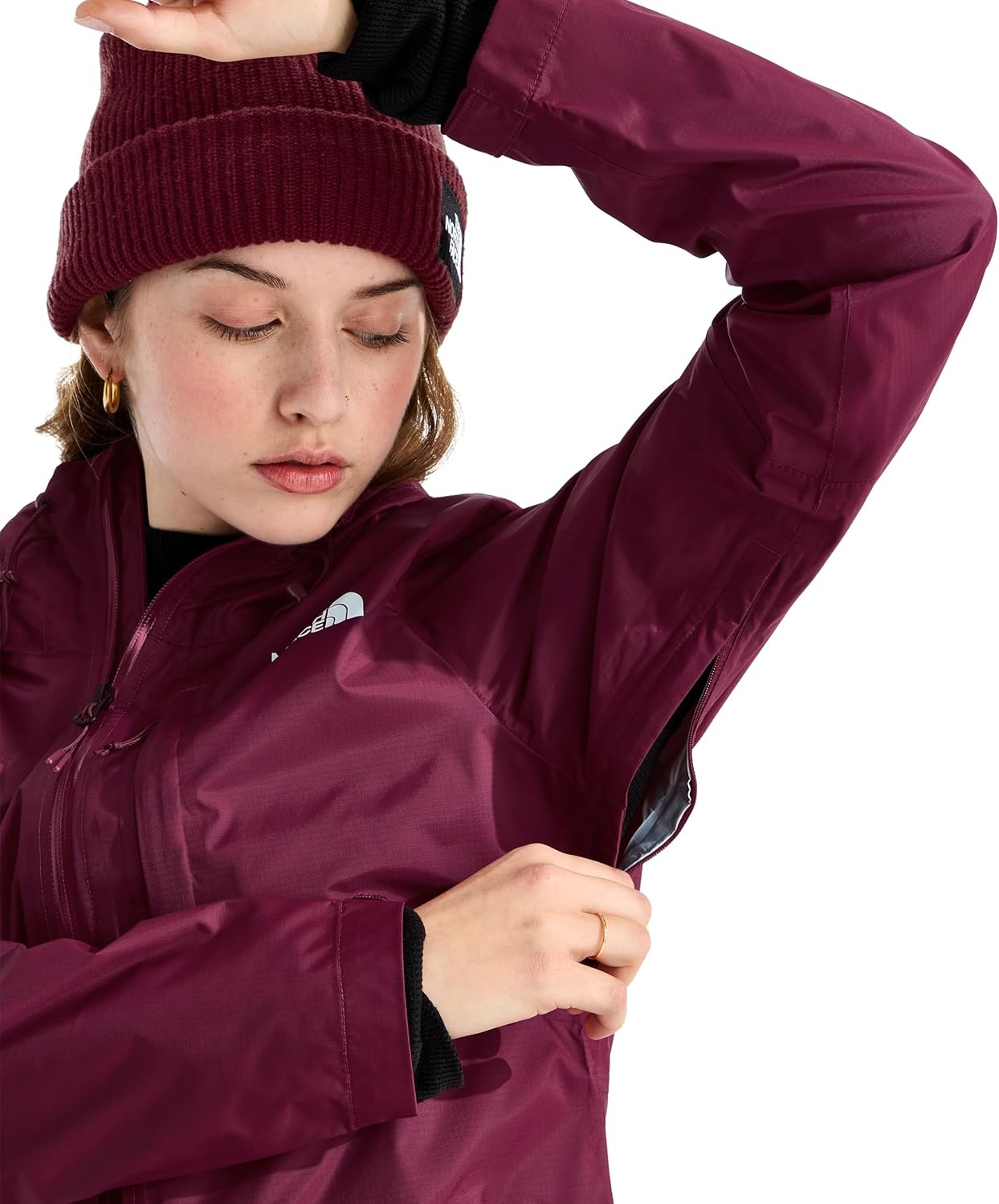 image:imageTHE NORTH FACE Womens Alta Vista Rain Jacket 3 Piece Hood With Adjustable Cinchcord Waterproof BreathableBurgundy Crush