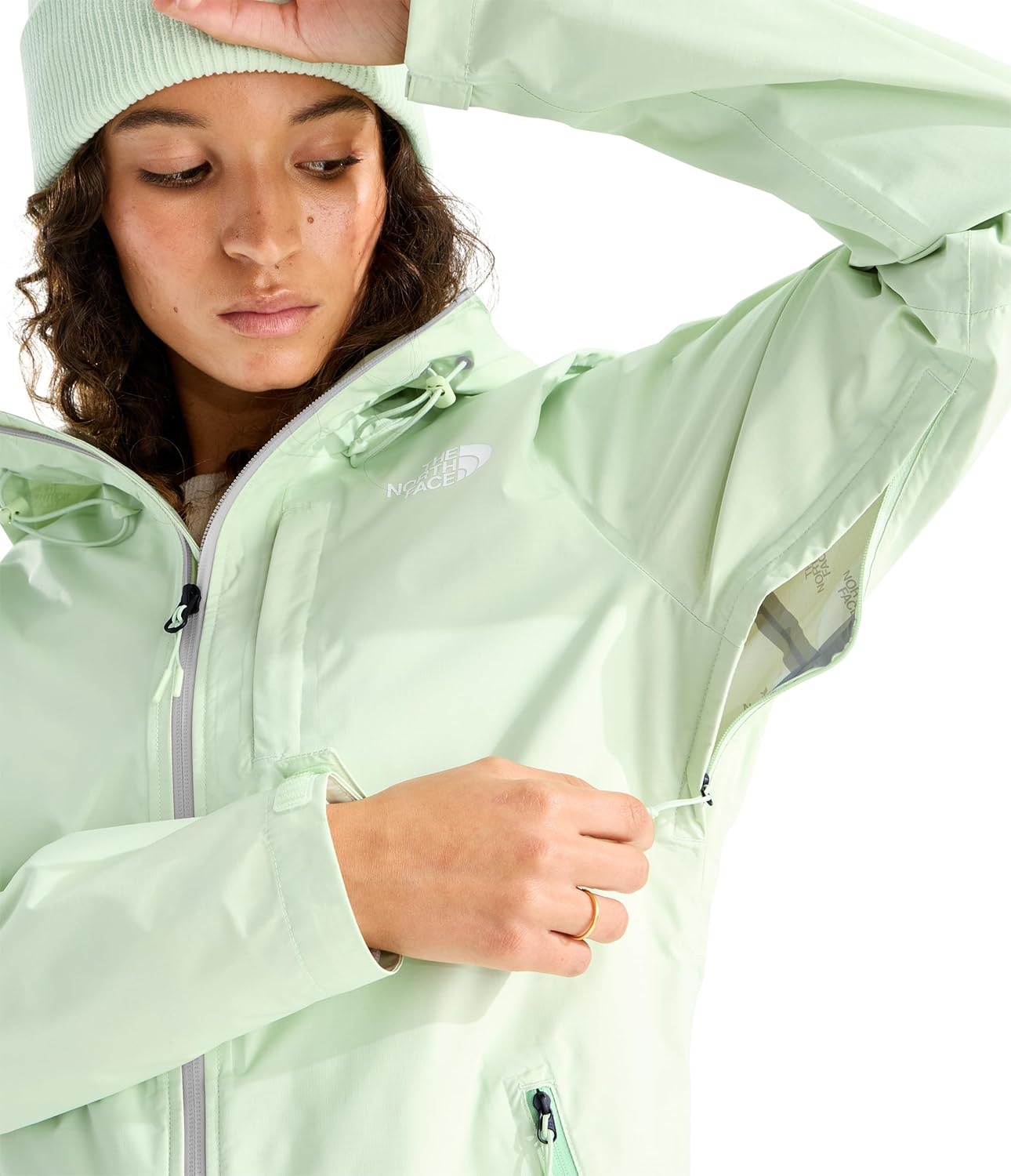 image:imageTHE NORTH FACE Womens Alta Vista Rain Jacket 3 Piece Hood With Adjustable Cinchcord Waterproof BreathableCalcified Lime