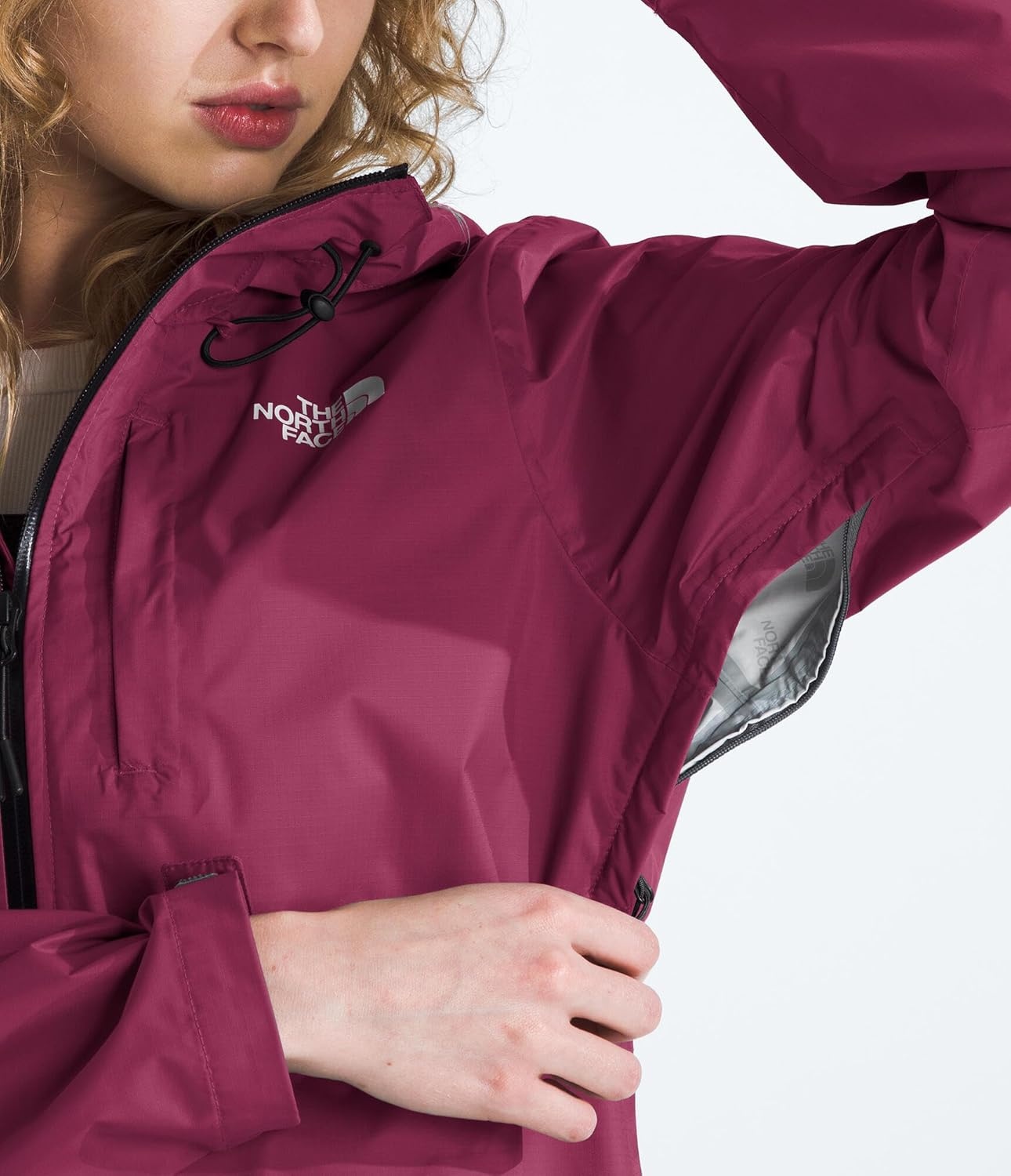 image:imageTHE NORTH FACE Womens Alta Vista Rain Jacket 3 Piece Hood With Adjustable Cinchcord Waterproof BreathableCyber Berry