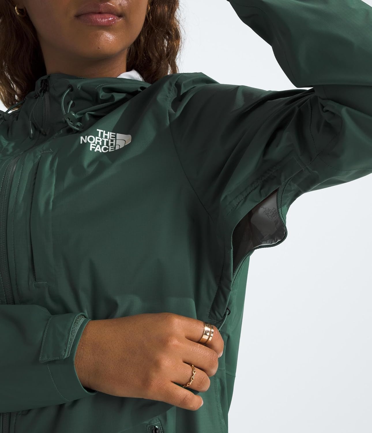 image:imageTHE NORTH FACE Womens Alta Vista Rain Jacket 3 Piece Hood With Adjustable Cinchcord Waterproof BreathableDuck Green