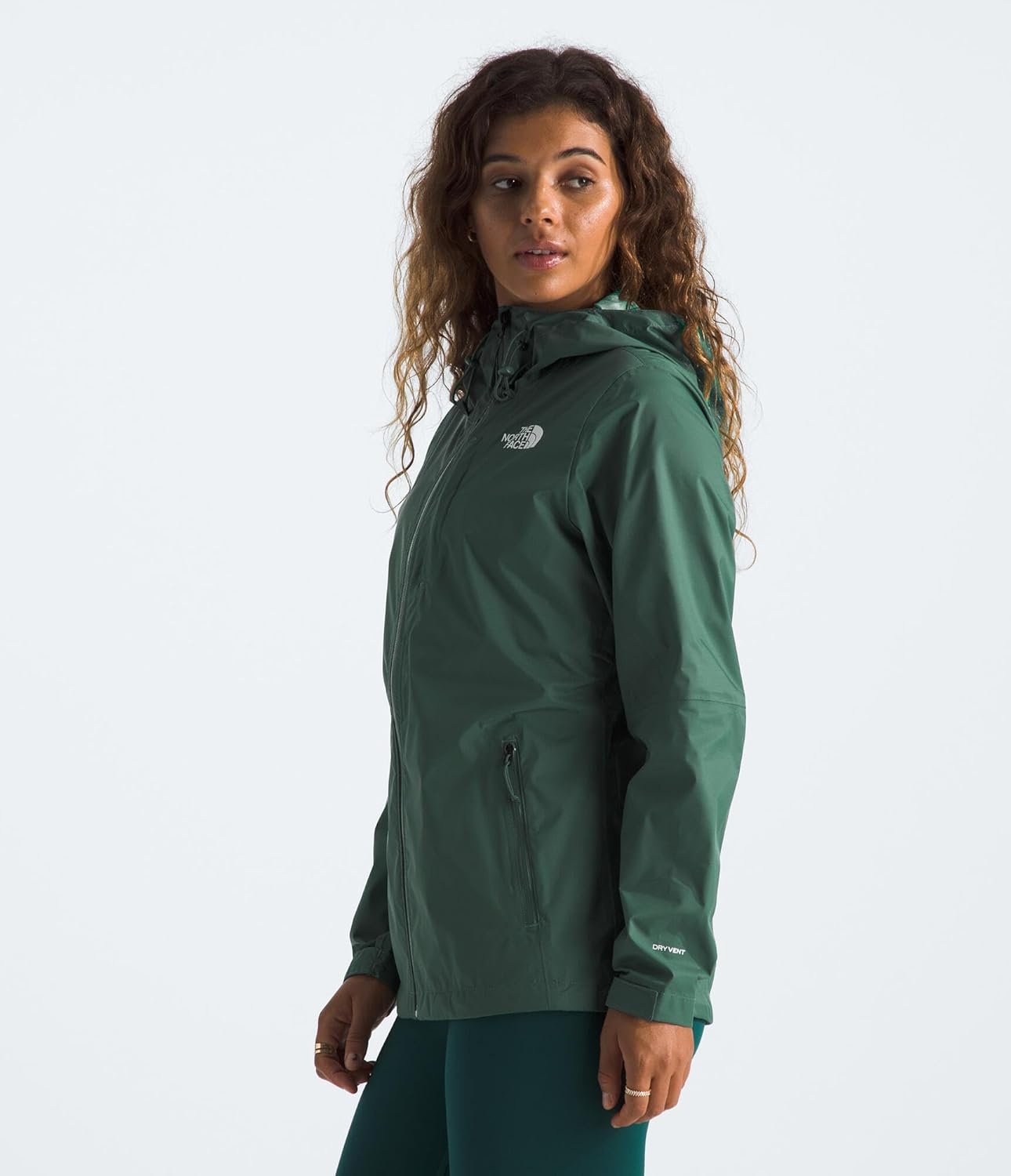 image:imageTHE NORTH FACE Womens Alta Vista Rain Jacket 3 Piece Hood With Adjustable Cinchcord Waterproof BreathableDuck Green