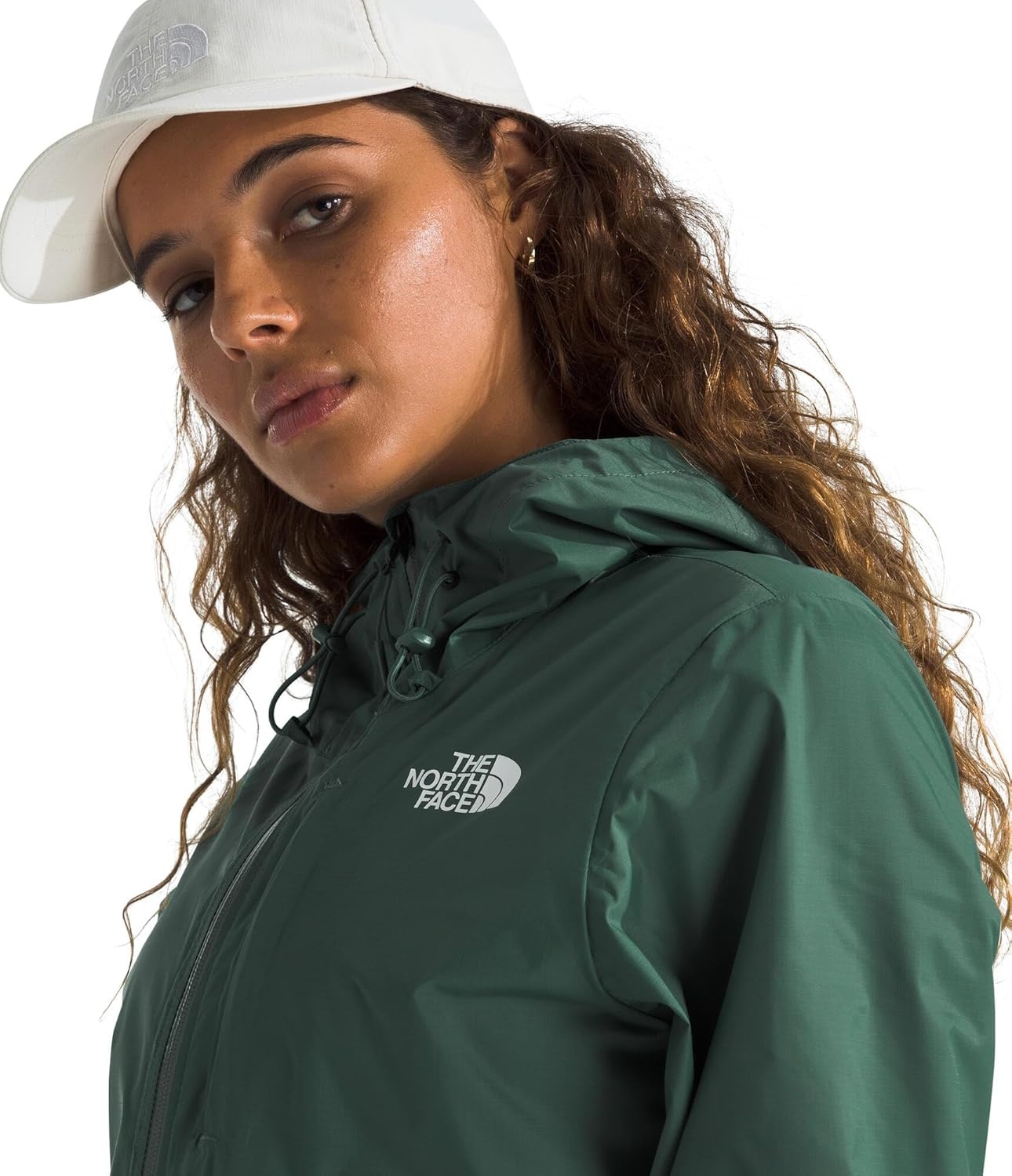 image:imageTHE NORTH FACE Womens Alta Vista Rain Jacket 3 Piece Hood With Adjustable Cinchcord Waterproof BreathableDuck Green
