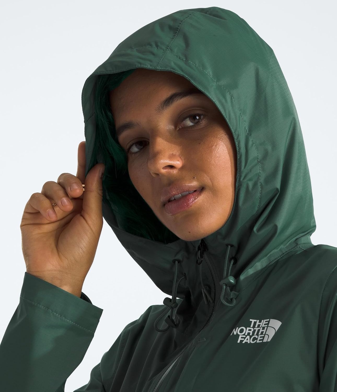 image:imageTHE NORTH FACE Womens Alta Vista Rain Jacket 3 Piece Hood With Adjustable Cinchcord Waterproof BreathableDuck Green