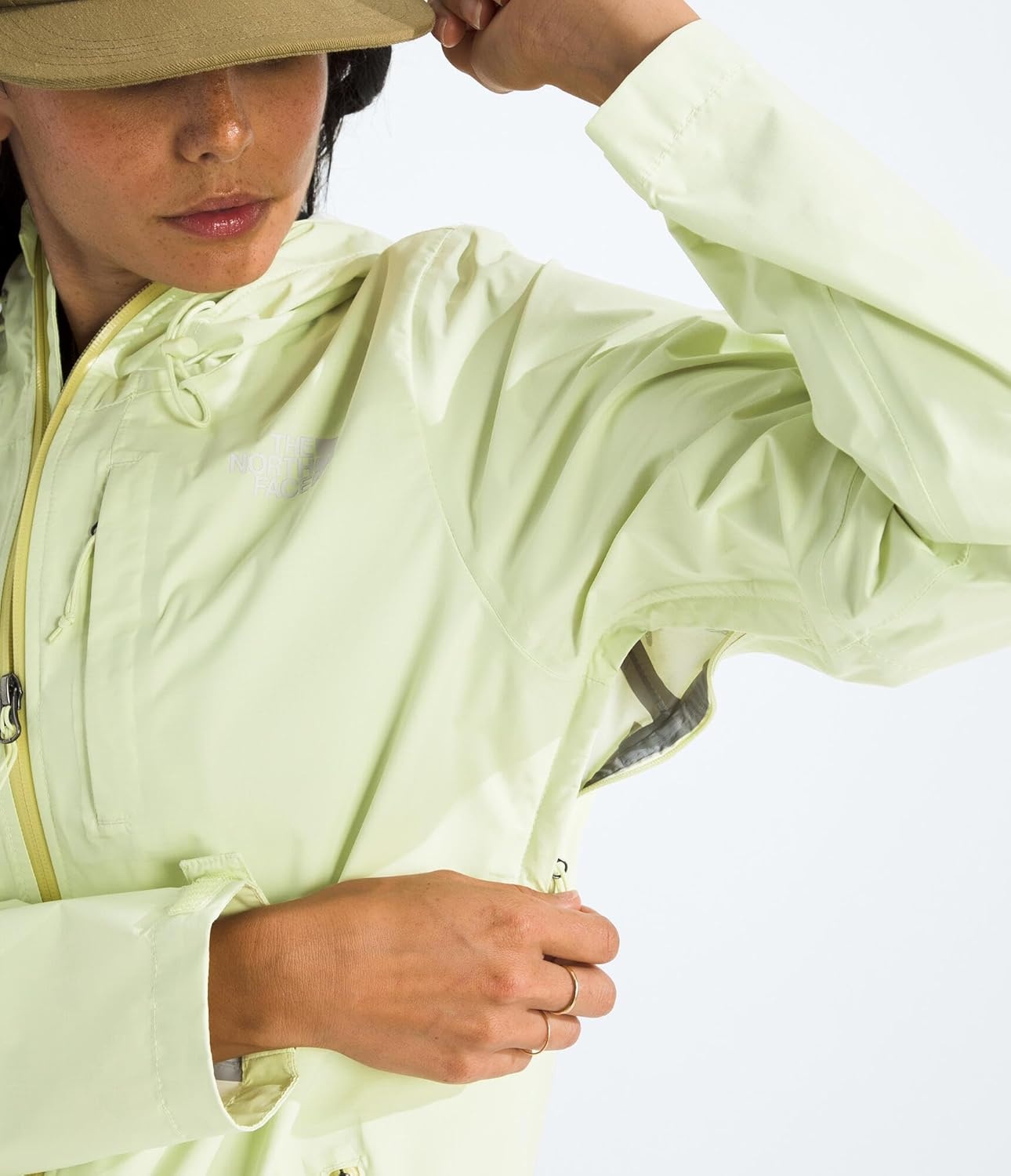 image:imageTHE NORTH FACE Womens Alta Vista Rain Jacket 3 Piece Hood With Adjustable Cinchcord Waterproof BreathableLemon Mist
