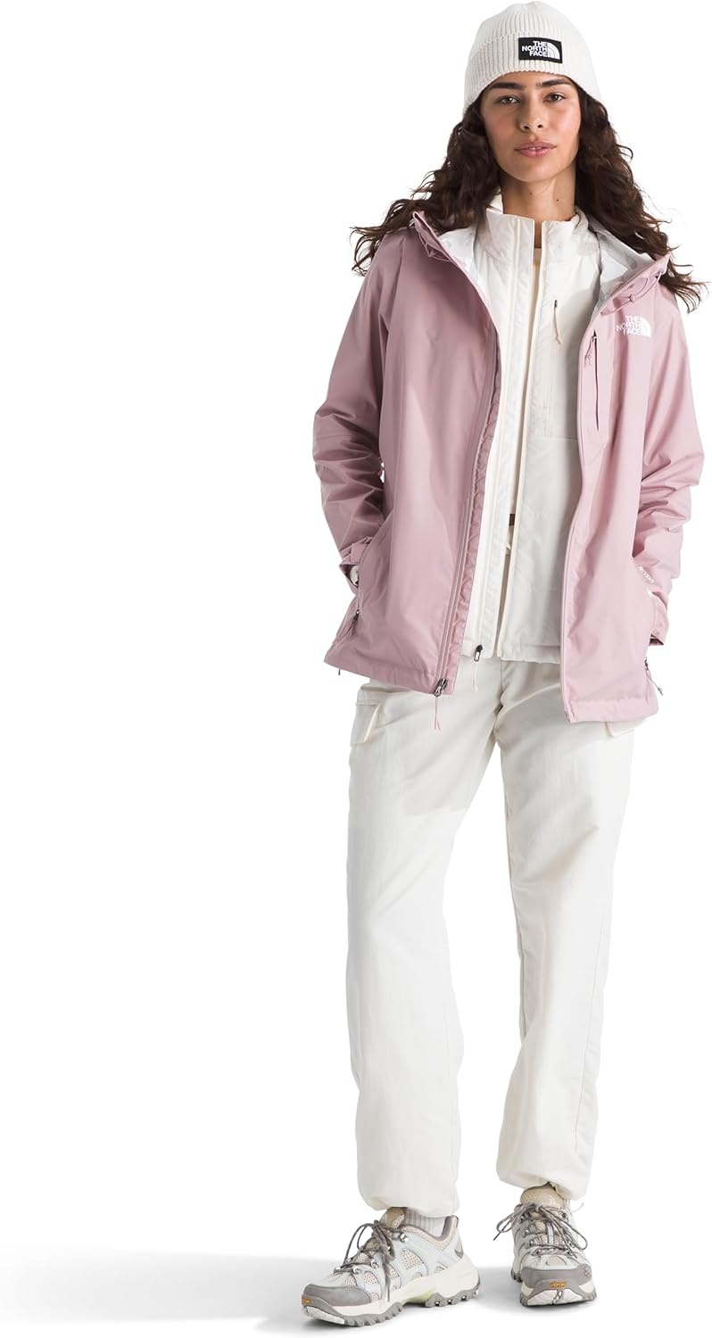 image:imageTHE NORTH FACE Womens Alta Vista Rain Jacket 3 Piece Hood With Adjustable Cinchcord Waterproof BreathableMetal Pink
