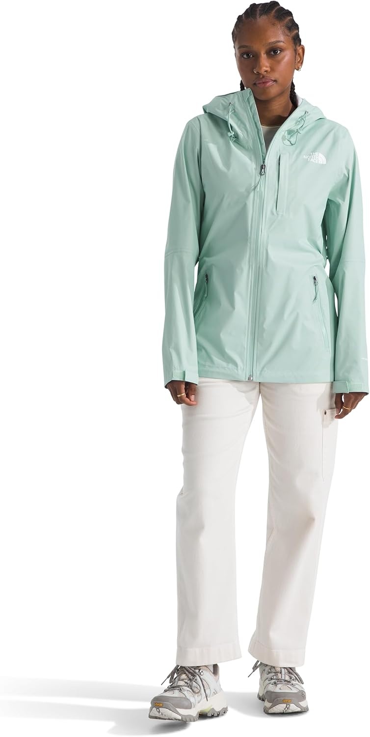 image:imageTHE NORTH FACE Womens Alta Vista Rain Jacket 3 Piece Hood With Adjustable Cinchcord Waterproof BreathableOpal Frost