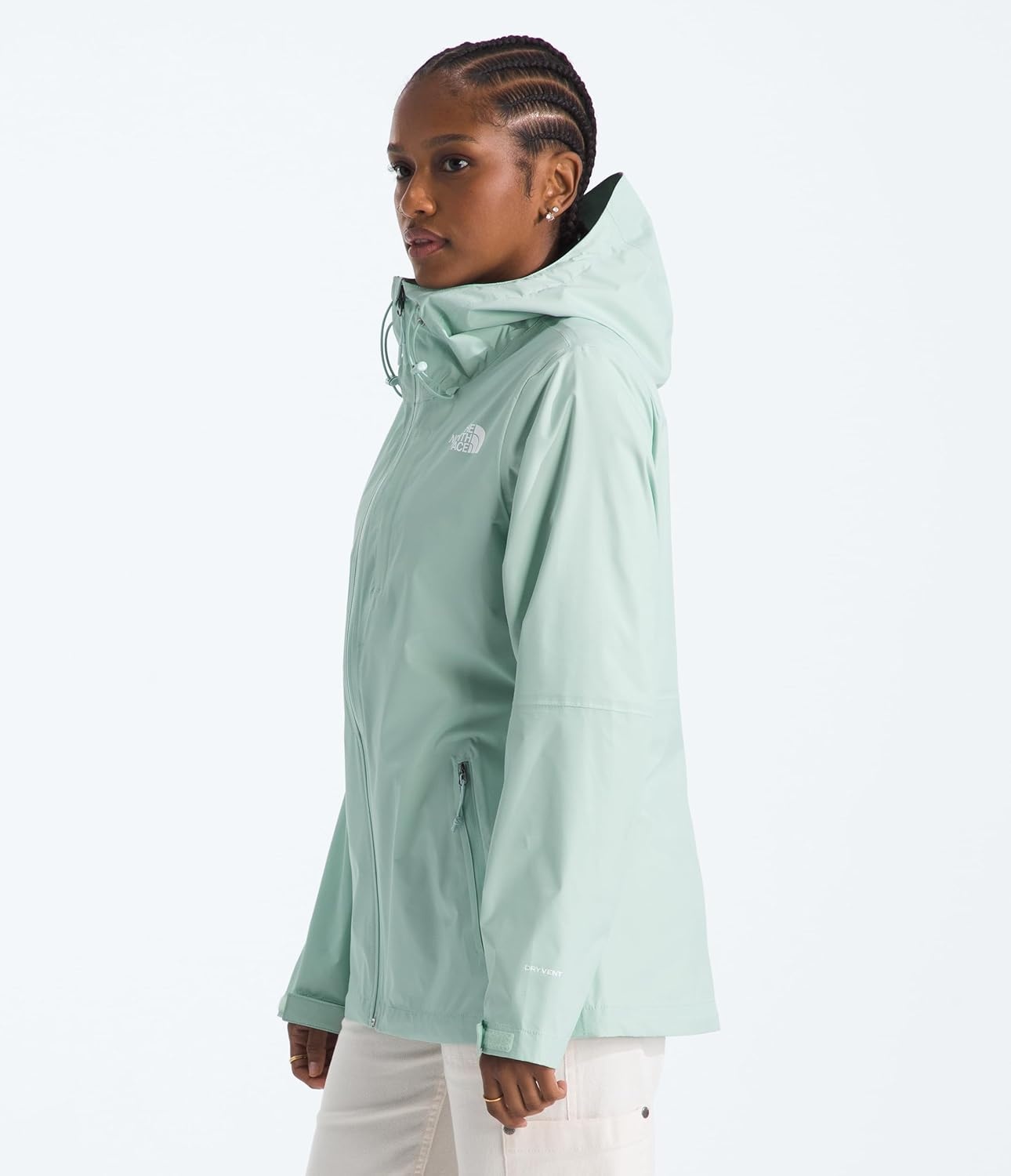 image:imageTHE NORTH FACE Womens Alta Vista Rain Jacket 3 Piece Hood With Adjustable Cinchcord Waterproof BreathableOpal Frost