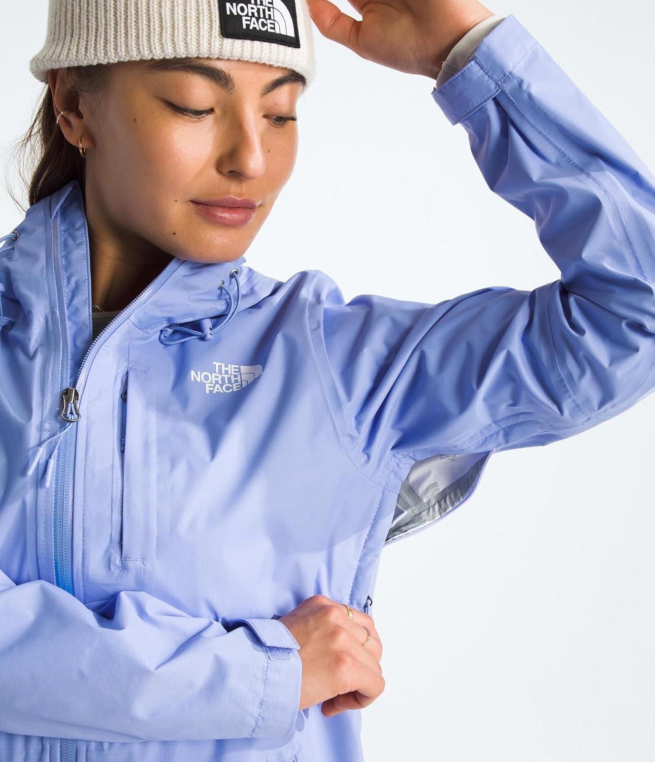 image:imageTHE NORTH FACE Womens Alta Vista Rain Jacket 3 Piece Hood With Adjustable Cinchcord Waterproof BreathablePeriwinkle Glow