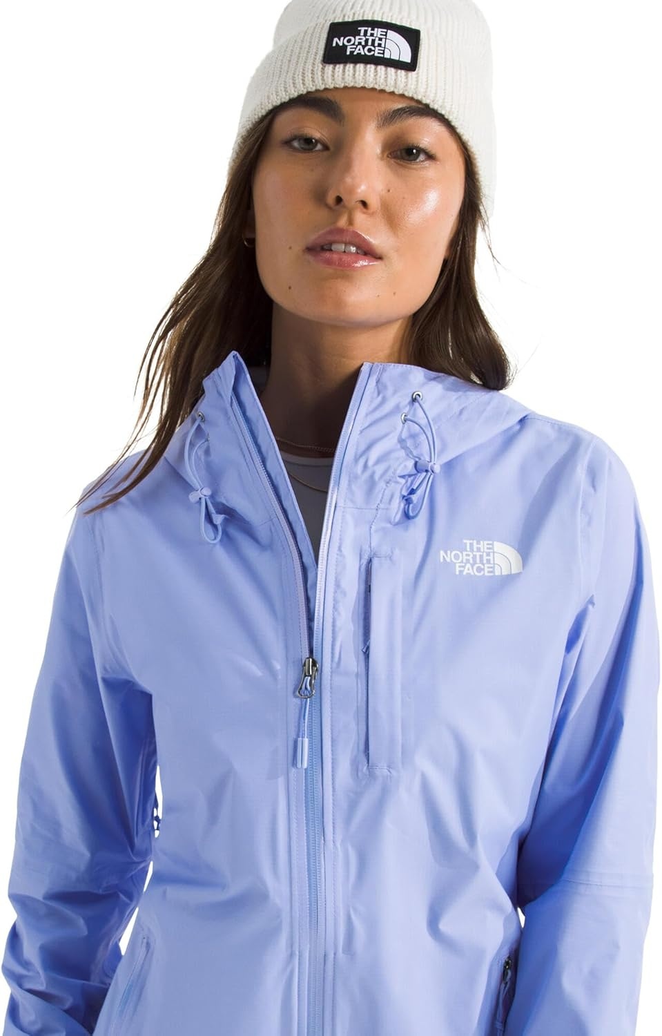 image:imageTHE NORTH FACE Womens Alta Vista Rain Jacket 3 Piece Hood With Adjustable Cinchcord Waterproof BreathablePeriwinkle Glow