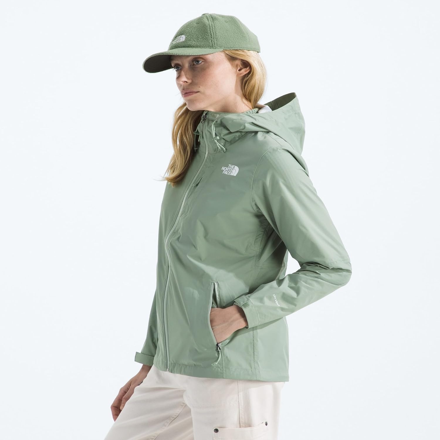 image:imageTHE NORTH FACE Womens Alta Vista Rain Jacket 3 Piece Hood With Adjustable Cinchcord Waterproof BreathableSlate Moss