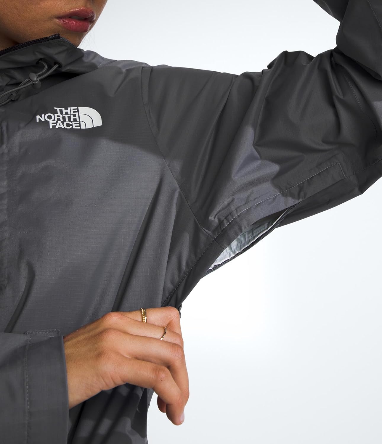 image:imageTHE NORTH FACE Womens Alta Vista Rain Jacket 3 Piece Hood With Adjustable Cinchcord Waterproof BreathableSmoked Pearl