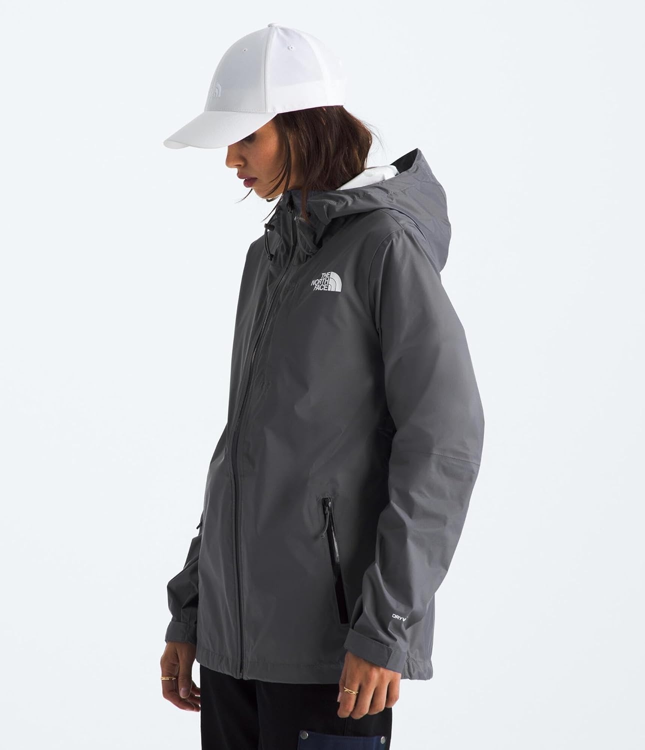 image:imageTHE NORTH FACE Womens Alta Vista Rain Jacket 3 Piece Hood With Adjustable Cinchcord Waterproof BreathableSmoked Pearl