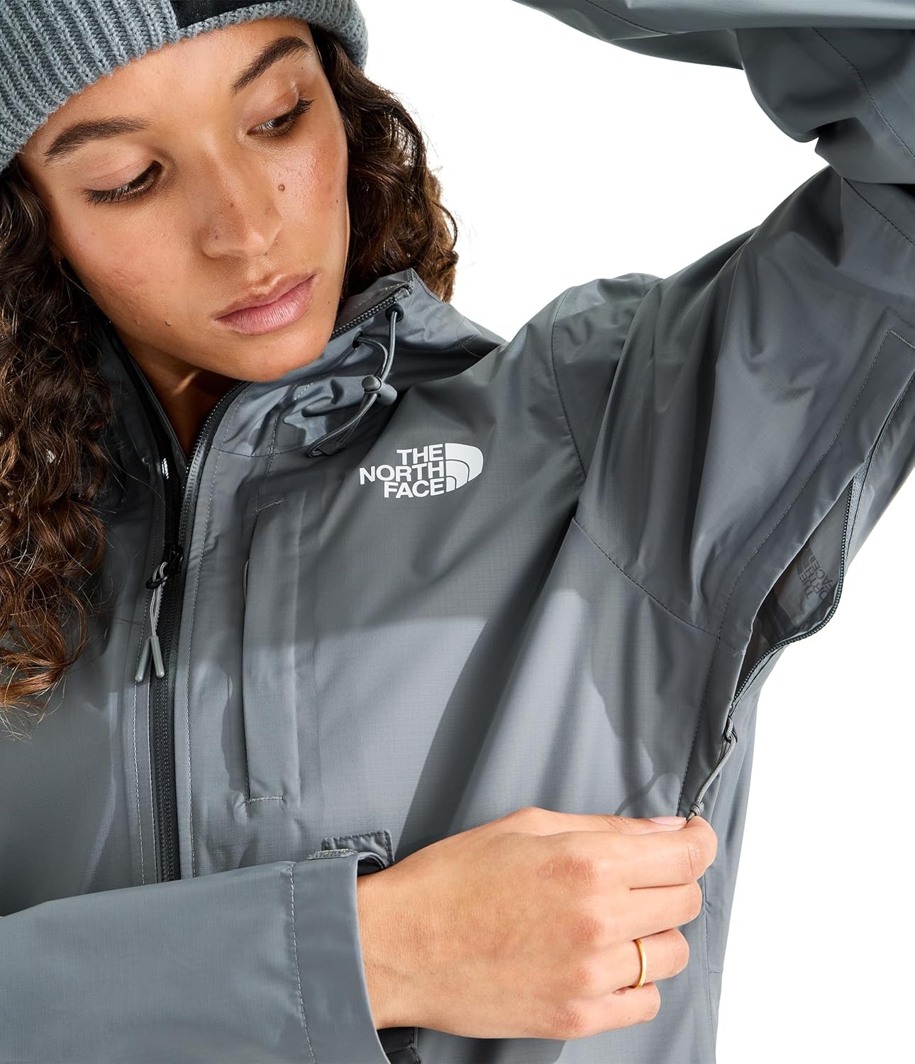 image:imageTHE NORTH FACE Womens Alta Vista Rain Jacket 3 Piece Hood With Adjustable Cinchcord Waterproof BreathableSmoked PearlNl