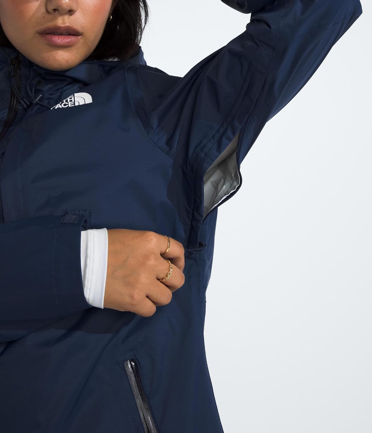 image:imageTHE NORTH FACE Womens Alta Vista Rain Jacket 3 Piece Hood With Adjustable Cinchcord Waterproof BreathableSummit Navy