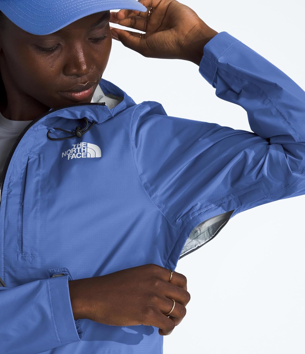 image:imageTHE NORTH FACE Womens Alta Vista Rain Jacket 3 Piece Hood With Adjustable Cinchcord Waterproof BreathableVirtual Blue
