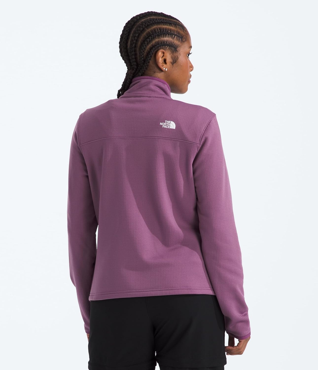 image:imageTHE NORTH FACE Womens Cedar Trail Grid Fleece Jacket Zip Pockets amp Reinforced Binding on the Collar Cuffs amp HemChroma Purple