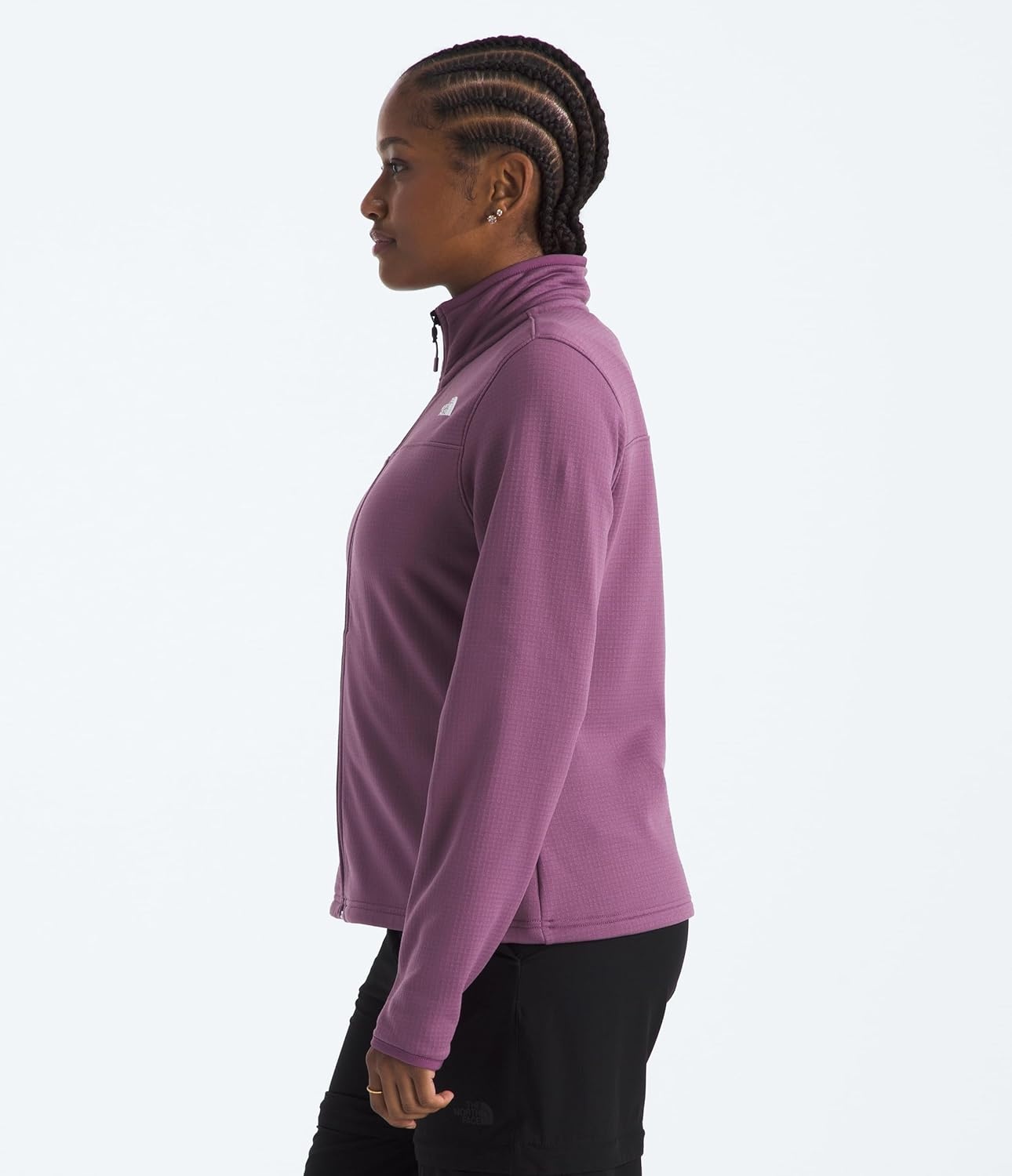 image:imageTHE NORTH FACE Womens Cedar Trail Grid Fleece Jacket Zip Pockets amp Reinforced Binding on the Collar Cuffs amp HemChroma Purple
