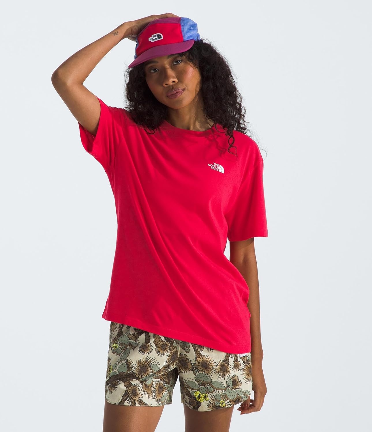 image:imageTHE NORTH FACE Womens Evolution Box NSE Shortsleeve Tee Regular Fit Cotton Tshirt With Logo GraphicsHibiscus
