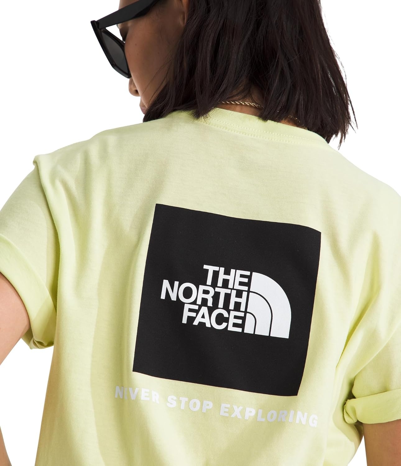 image:imageTHE NORTH FACE Womens Evolution Box NSE Shortsleeve Tee Regular Fit Cotton Tshirt With Logo GraphicsLemon Mist