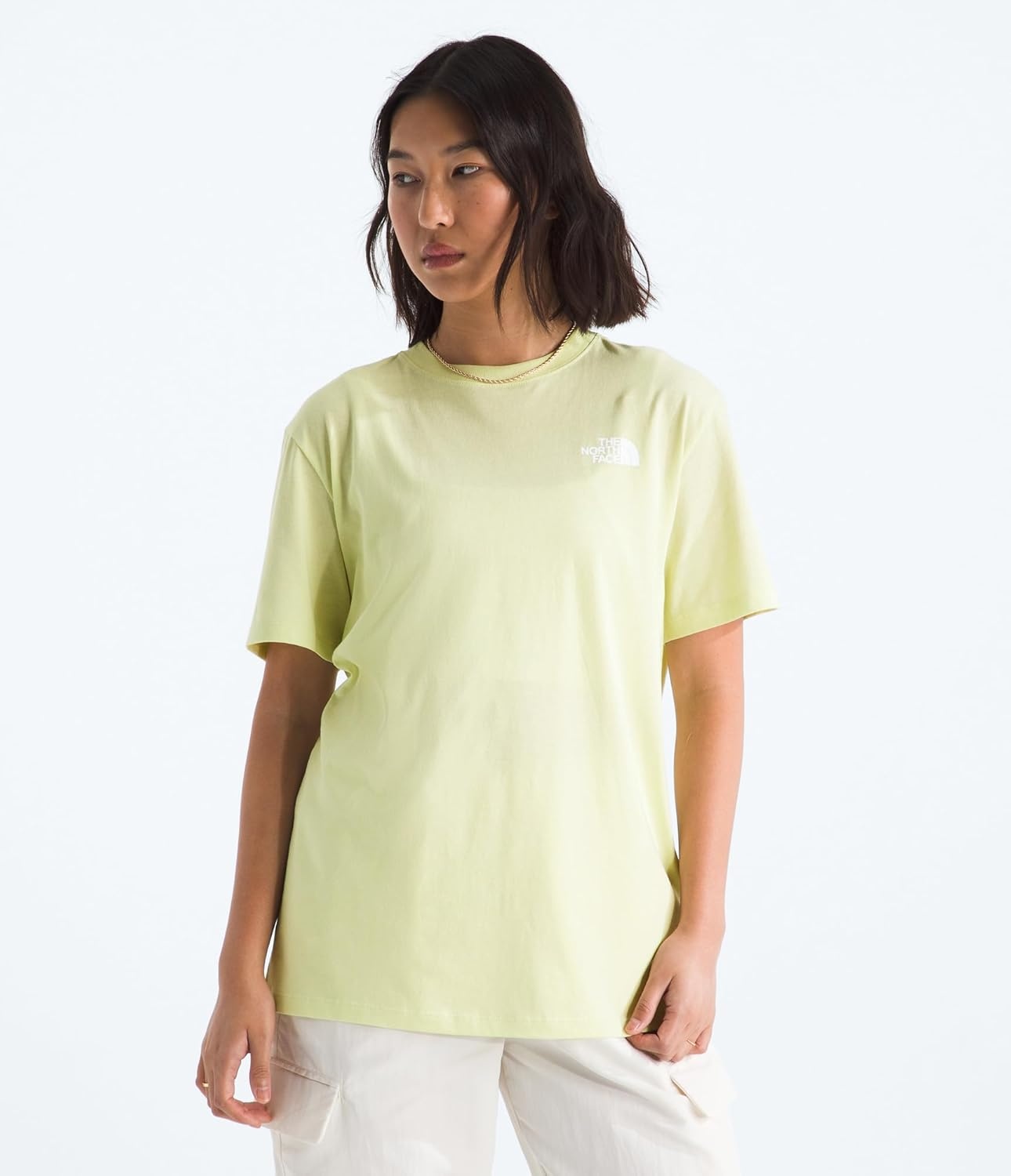 image:imageTHE NORTH FACE Womens Evolution Box NSE Shortsleeve Tee Regular Fit Cotton Tshirt With Logo GraphicsLemon Mist