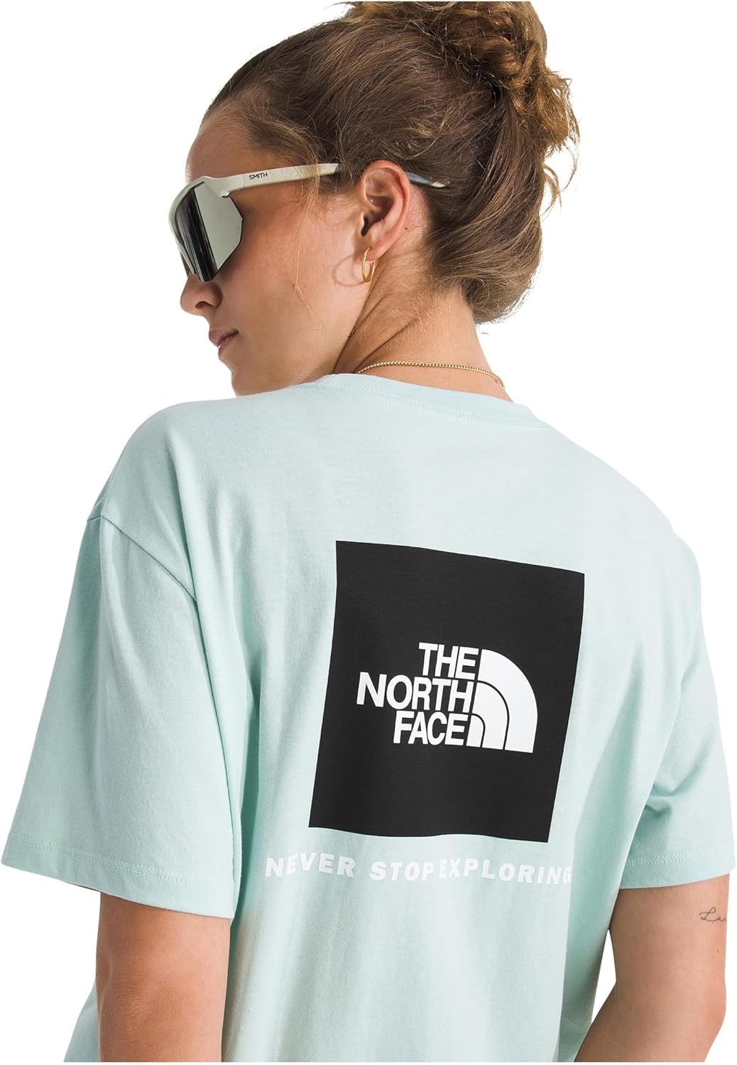 image:imageTHE NORTH FACE Womens Evolution Box NSE Shortsleeve Tee Regular Fit Cotton Tshirt With Logo GraphicsOpal Frost