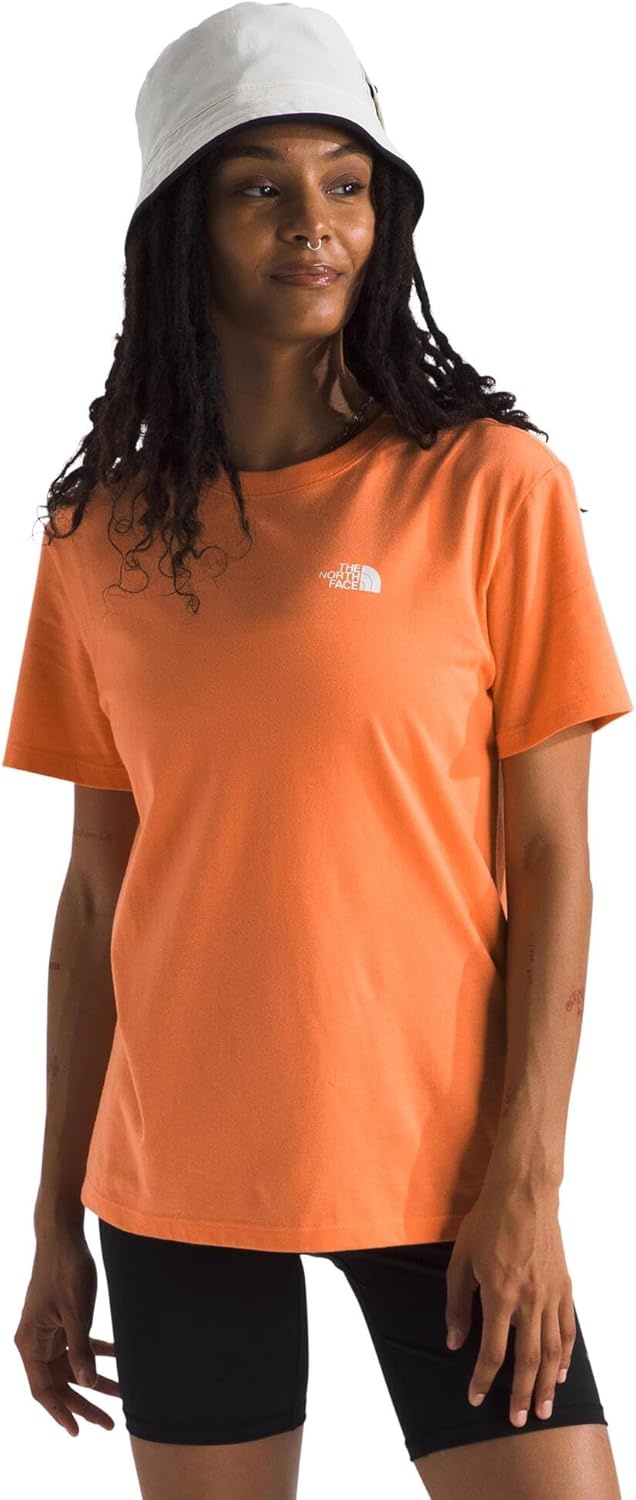 image:imageTHE NORTH FACE Womens Evolution Box NSE Shortsleeve Tee Regular Fit Cotton Tshirt With Logo GraphicsPapaya