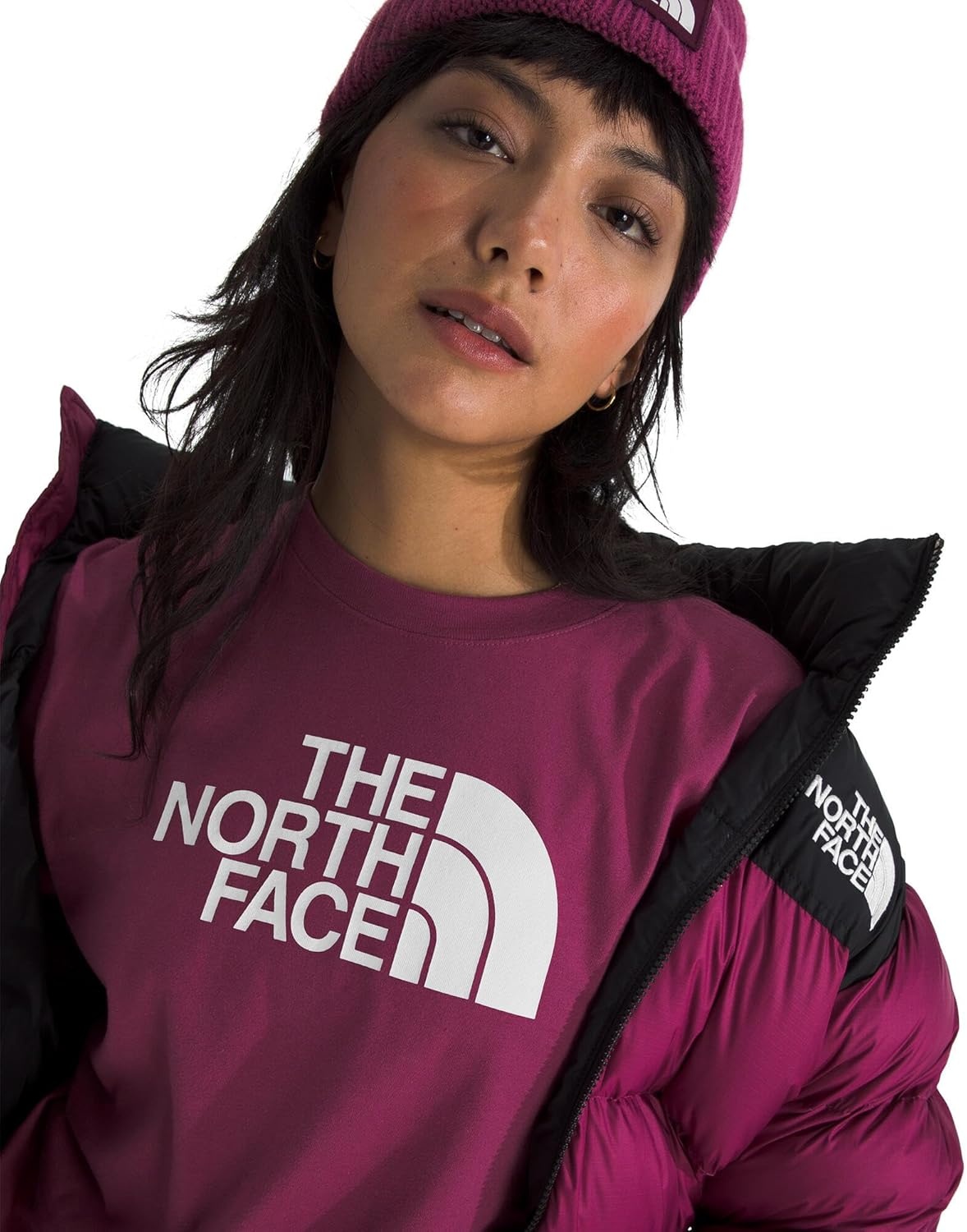 image:imageTHE NORTH FACE Womens Evolution Short Sleeve Half Dome Tee Everyday Cotton Shirt With a Logo GraphicCyber BerryTnf White