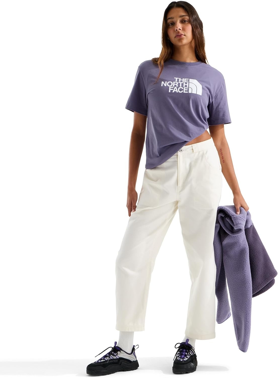 image:imageTHE NORTH FACE Womens Evolution Short Sleeve Half Dome Tee Everyday Cotton Shirt With a Logo GraphicGrounded Plum