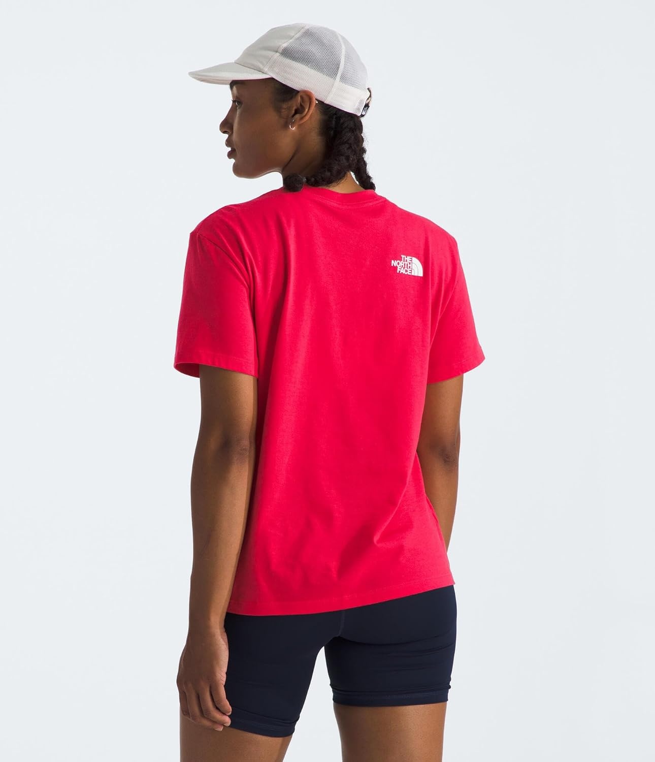 image:imageTHE NORTH FACE Womens Evolution Short Sleeve Half Dome Tee Everyday Cotton Shirt With a Logo GraphicHibiscusTnf White