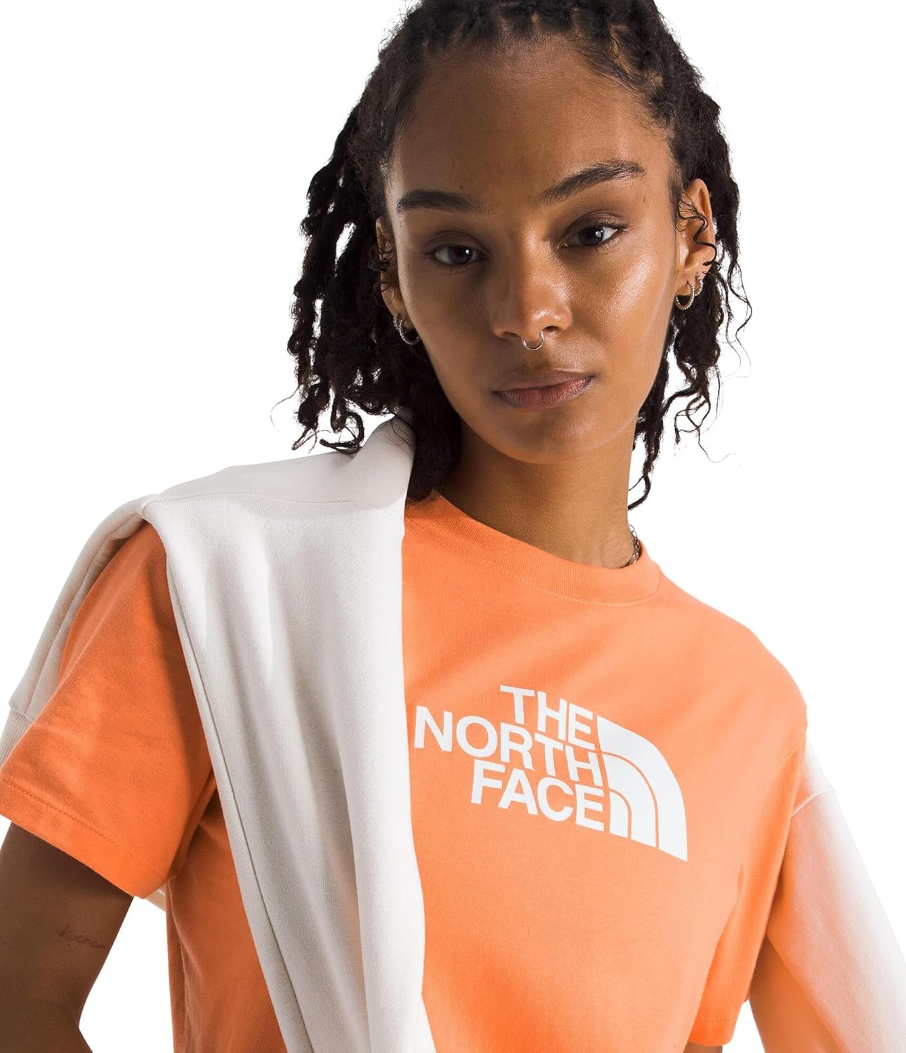 image:imageTHE NORTH FACE Womens Evolution Short Sleeve Half Dome Tee Everyday Cotton Shirt With a Logo GraphicPapayaTnf White