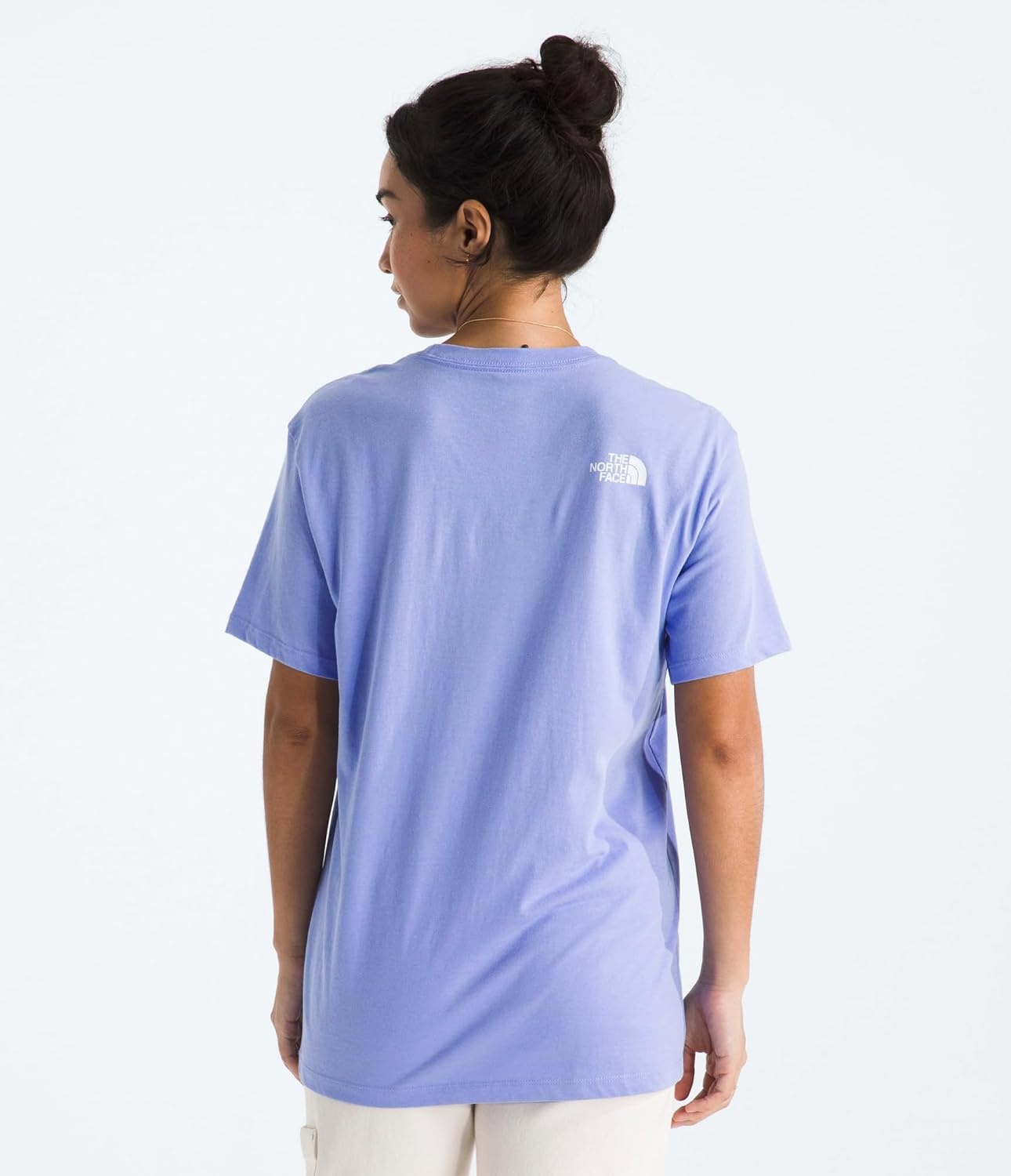image:imageTHE NORTH FACE Womens Evolution Short Sleeve Half Dome Tee Everyday Cotton Shirt With a Logo GraphicPeriwinkle Glow