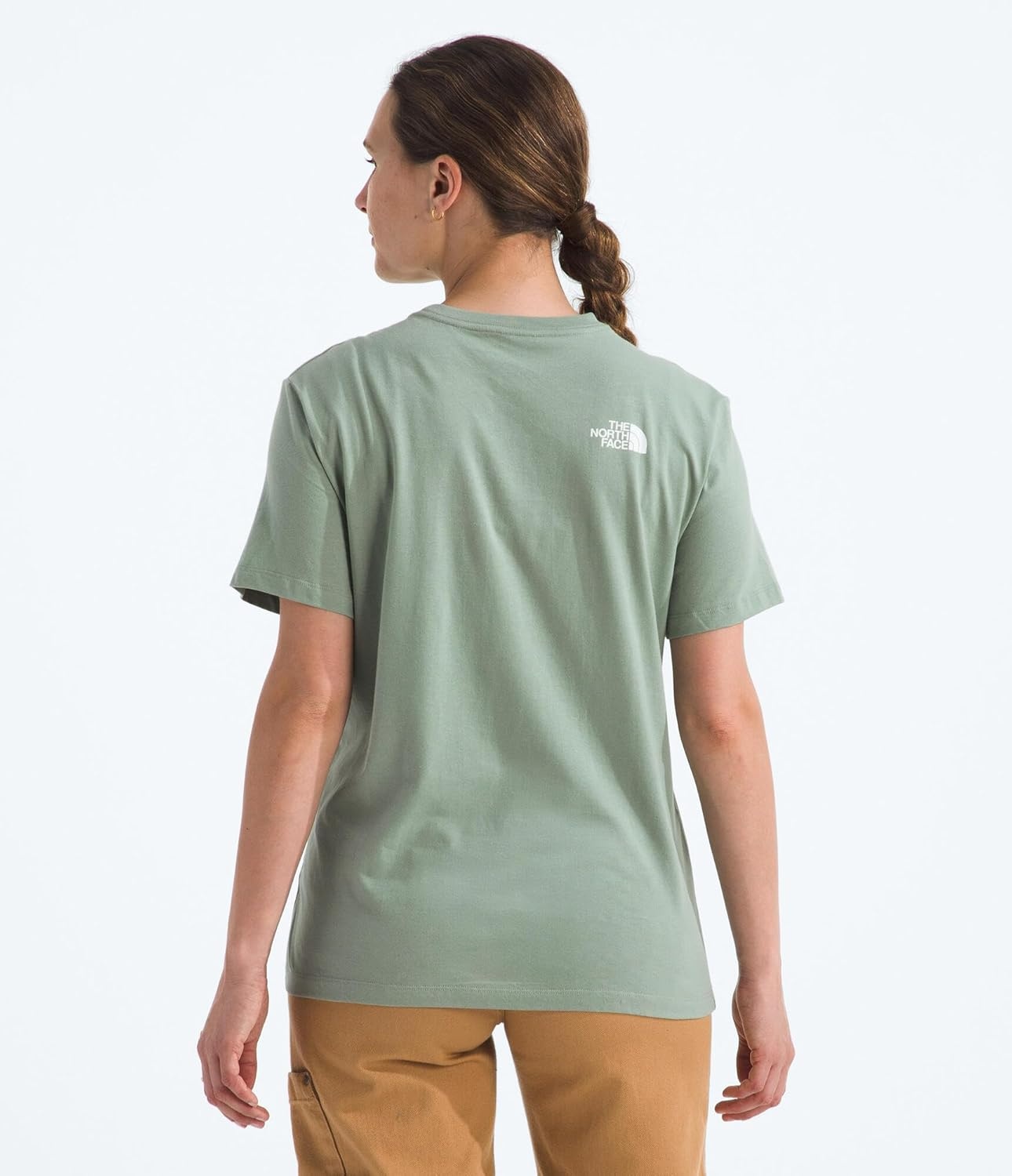 image:imageTHE NORTH FACE Womens Evolution Short Sleeve Half Dome Tee Everyday Cotton Shirt With a Logo GraphicSlate MossTnf White