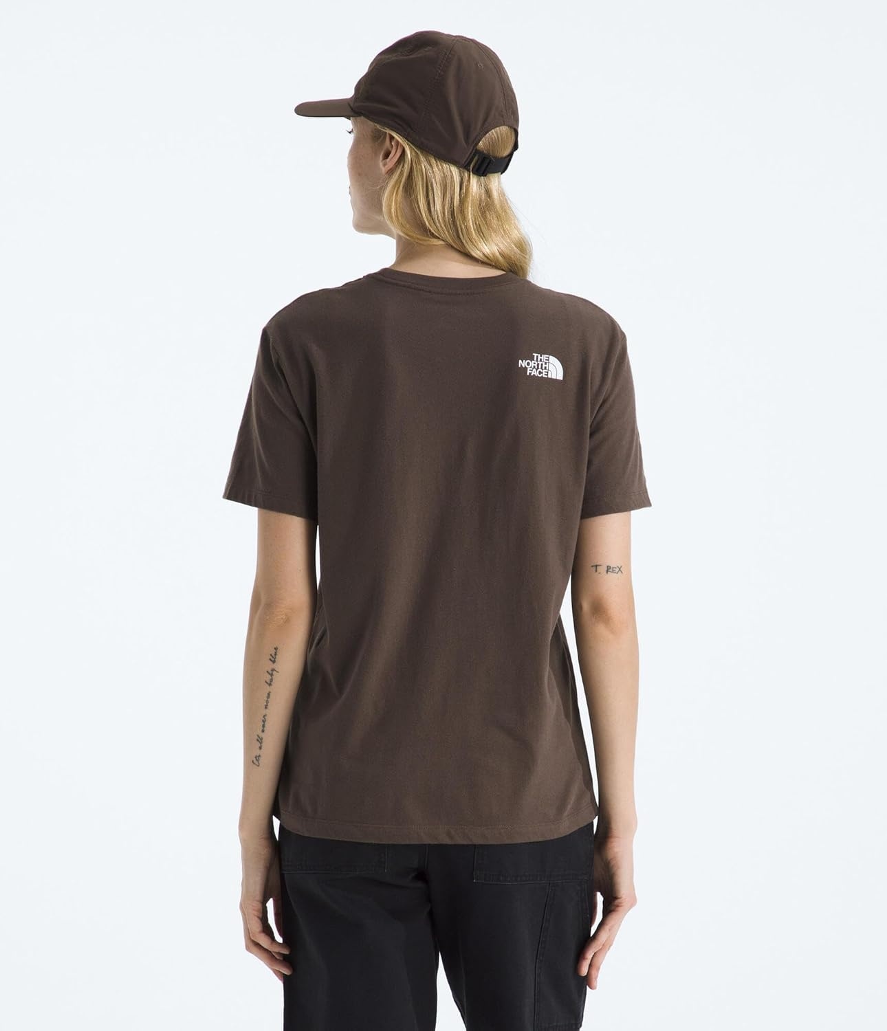 image:imageTHE NORTH FACE Womens Evolution Short Sleeve Half Dome Tee Everyday Cotton Shirt With a Logo GraphicSmokey BrownTnf White