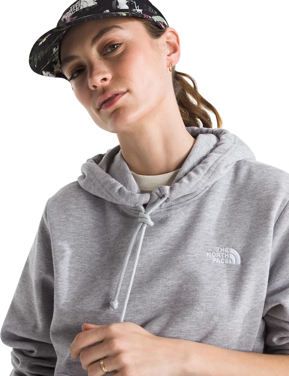 image:imageTHE NORTH FACE Womens Evolution Simple Dome Hoodie 2 Piece Hood With Adjustable Drawcord Kangaroo PocketTnf Pale Grey Heather