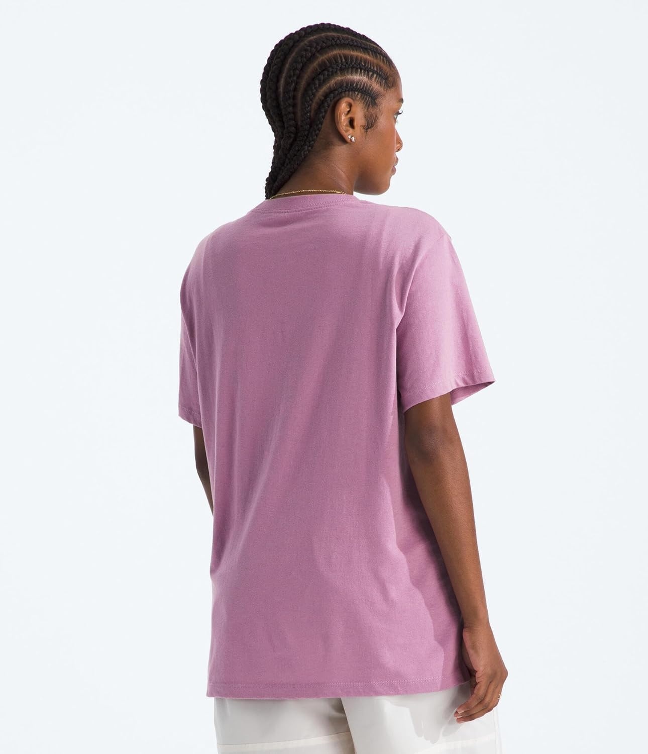 image:imageTHE NORTH FACE Womens Evolution Simple Dome Relaxed Shortsleeve Tee Cotton Tshirt With Classic Embroidered LogoHushed Lavender