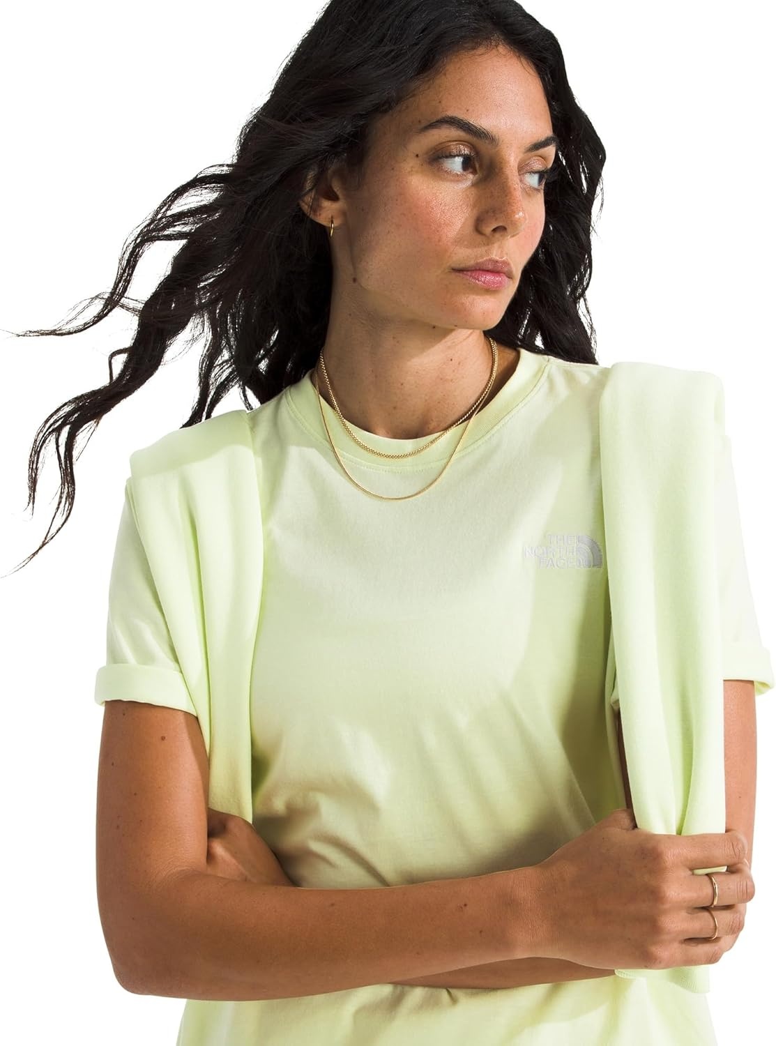 image:imageTHE NORTH FACE Womens Evolution Simple Dome Relaxed Shortsleeve Tee Cotton Tshirt With Classic Embroidered LogoLemon Mist
