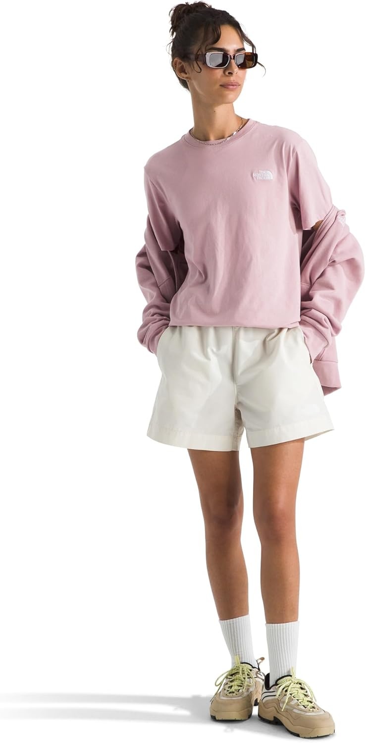 image:imageTHE NORTH FACE Womens Evolution Simple Dome Relaxed Shortsleeve Tee Cotton Tshirt With Classic Embroidered LogoMetal Pink