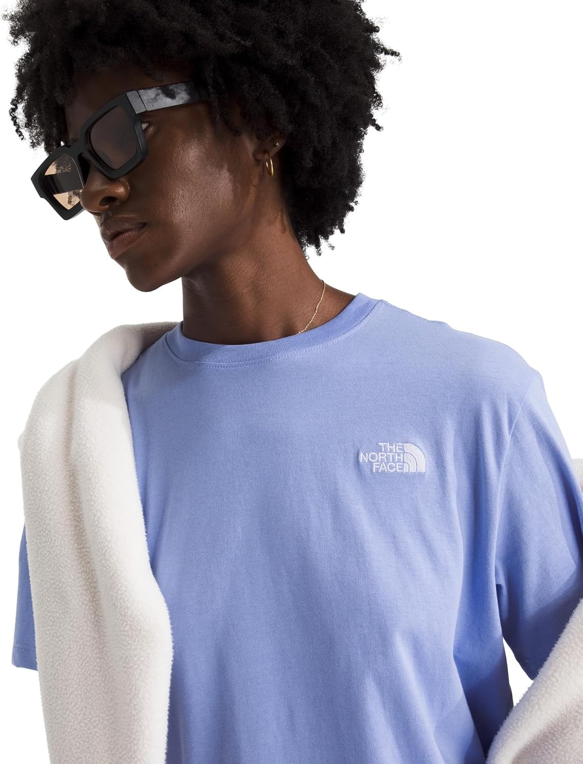 image:imageTHE NORTH FACE Womens Evolution Simple Dome Relaxed Shortsleeve Tee Cotton Tshirt With Classic Embroidered LogoPeriwinkle Glow