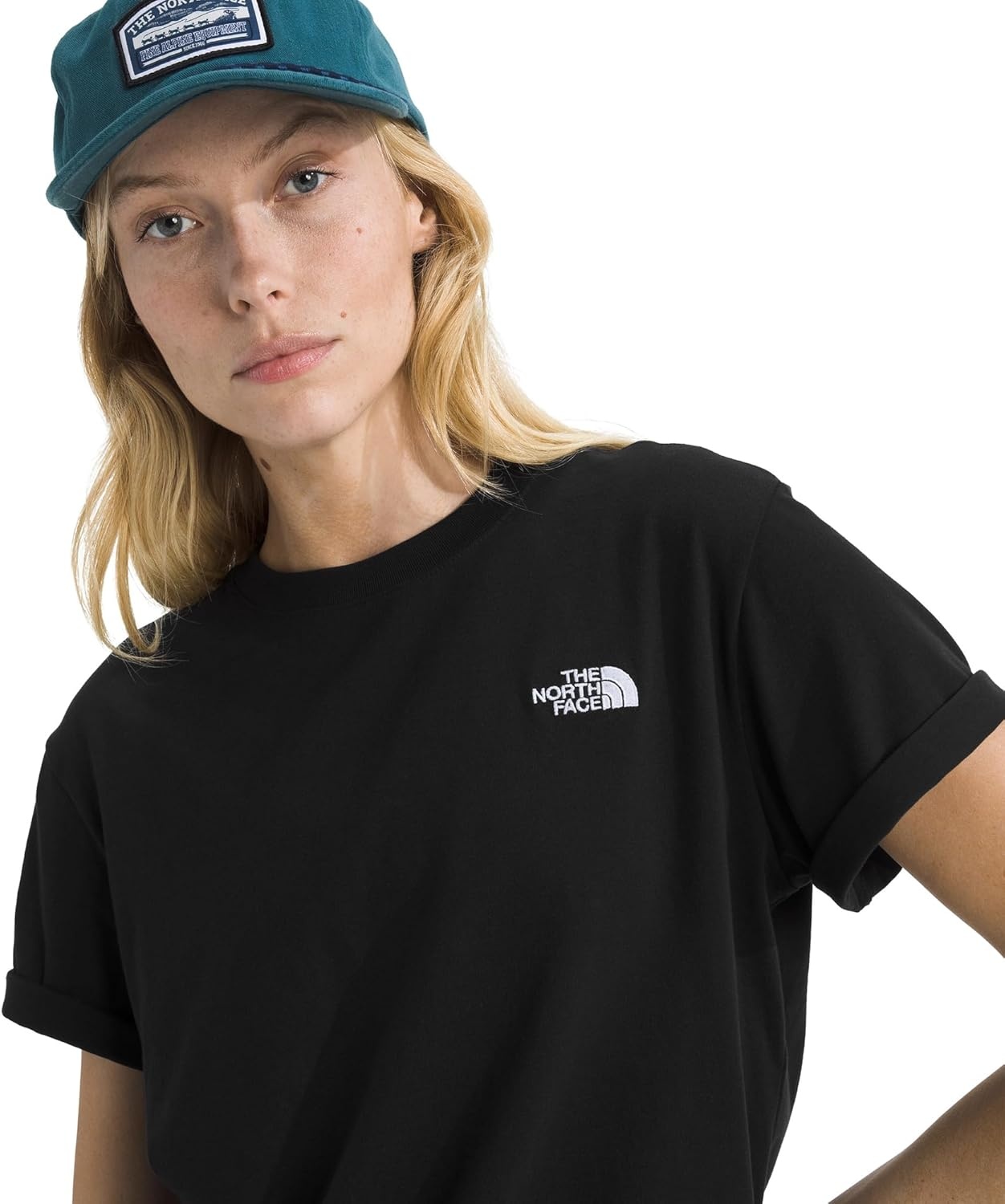 image:imageTHE NORTH FACE Womens Evolution Simple Dome Relaxed Shortsleeve Tee Cotton Tshirt With Classic Embroidered LogoTnf Black
