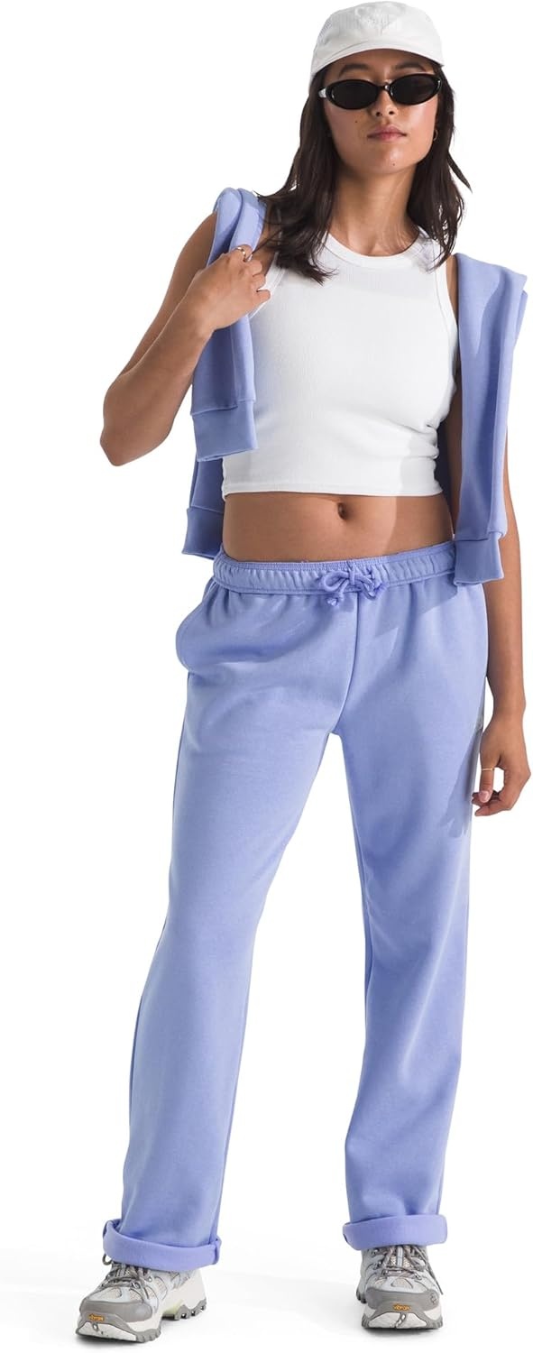 image:imageTHE NORTH FACE Womens Evolution Simple Dome Straight Leg Pant Elastic Waistband With Drawcord Pockets EmbroideredPeriwinkle Glow