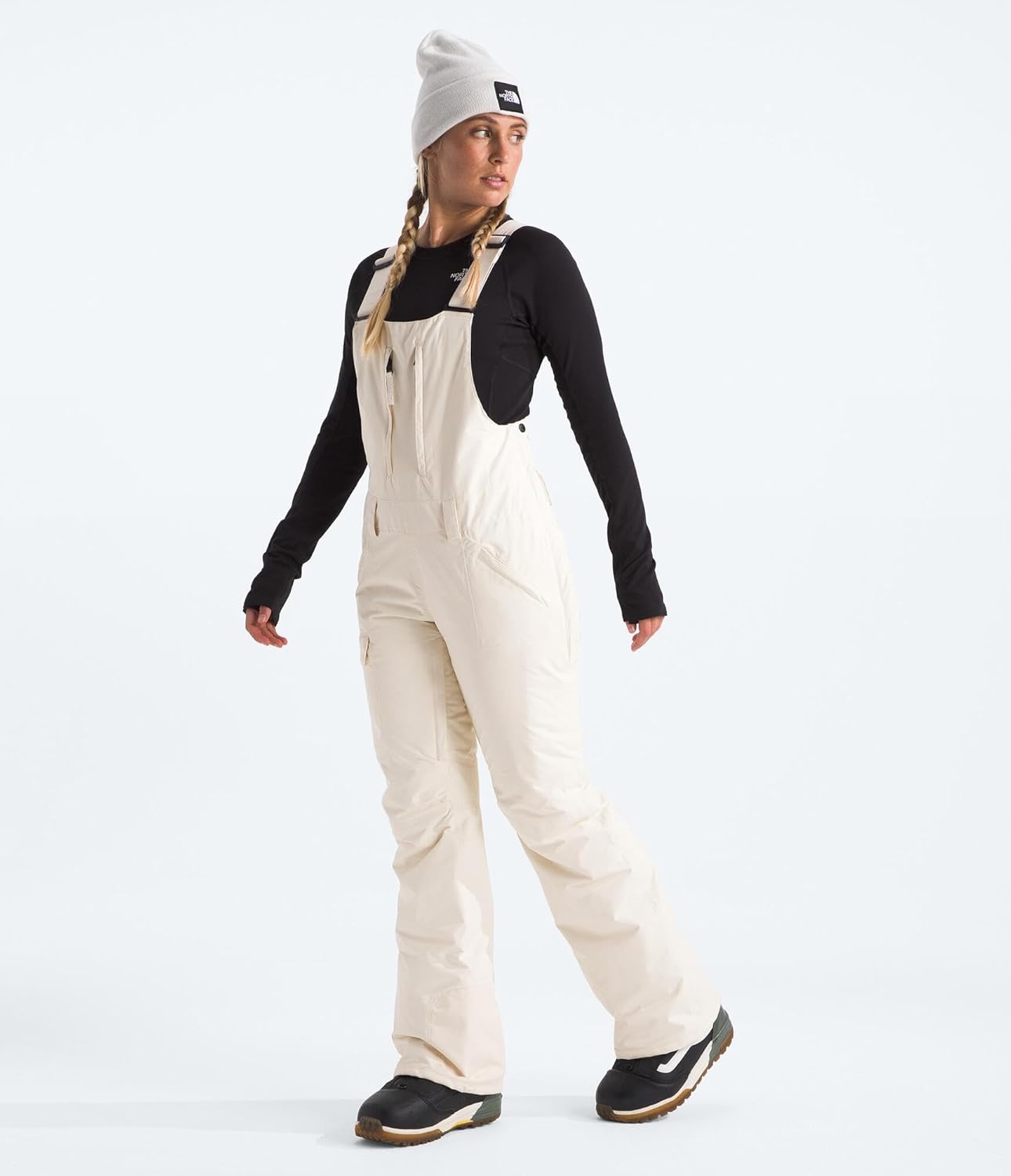 image:imageTHE NORTH FACE Womens Freedom Insulated Bib Standard amp Plus Size Waterproof Ski amp Snowboard Overalls Mesh VentingWhite Dune