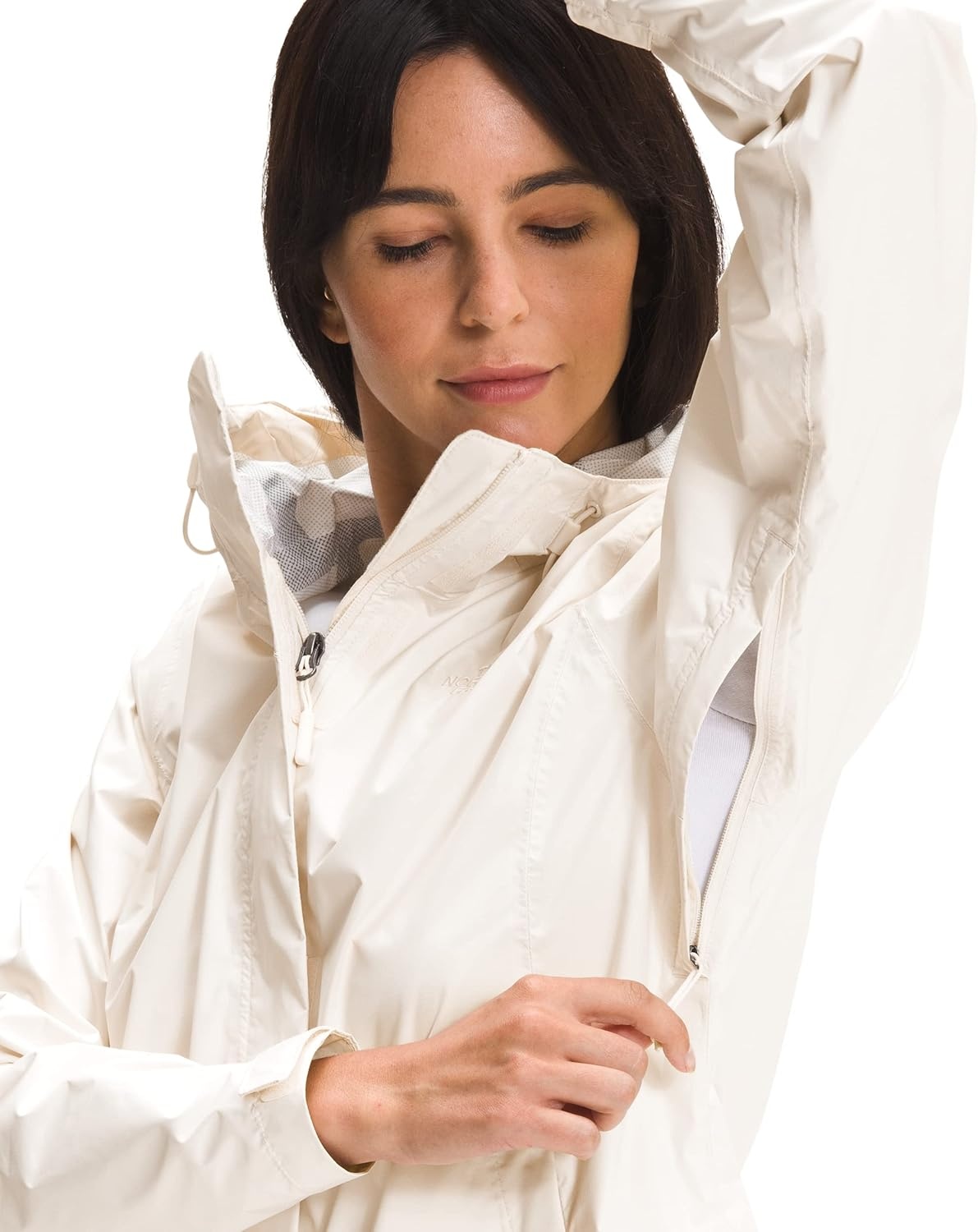 image:imageTHE NORTH FACE Womens Venture 2 Waterproof Hooded Rain Jacket Raincoat With Breathable Dryvent 25l Fabric PitzipsGardenia White