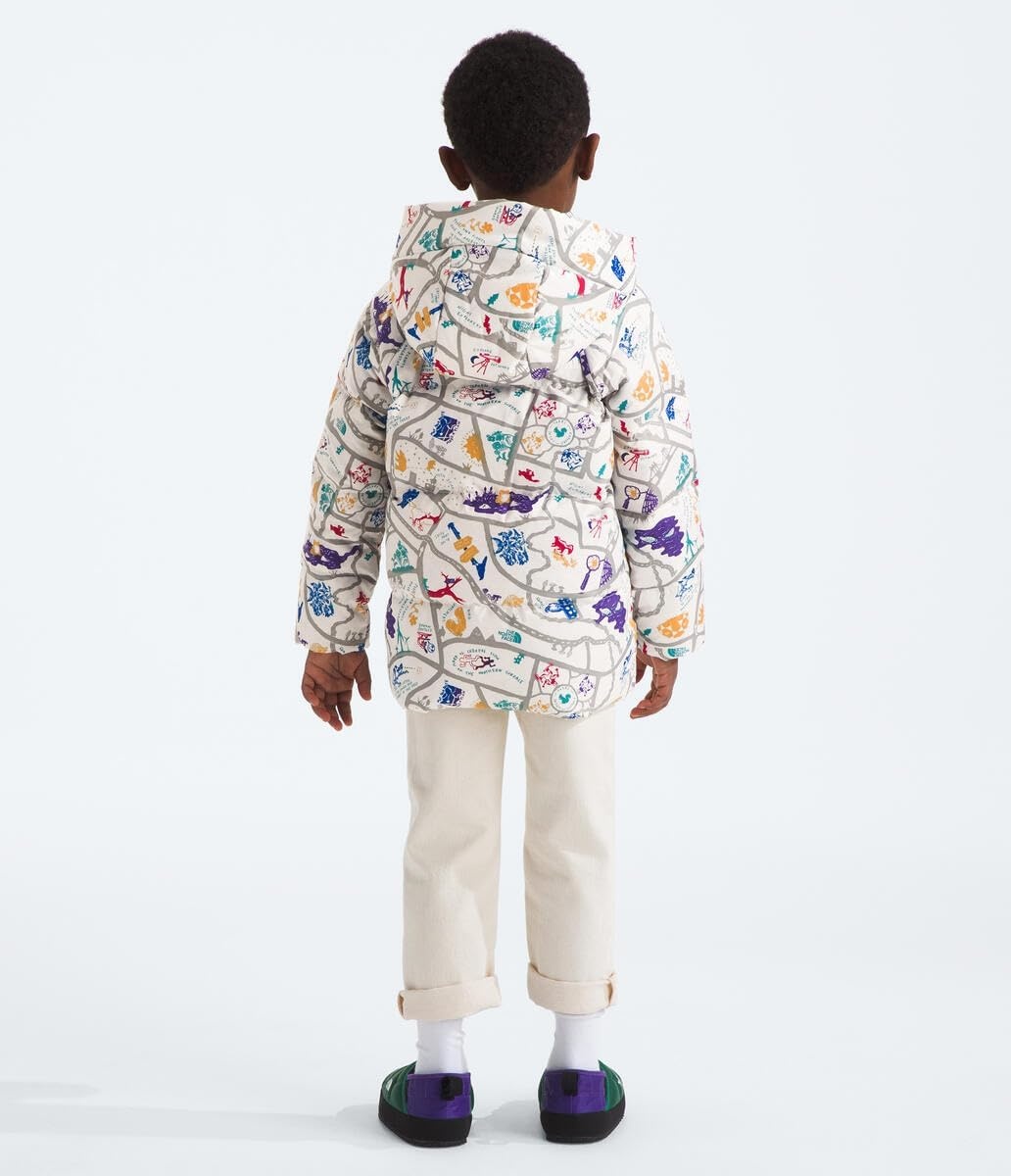imageTHE NORTH FACE unisexbaby North Down Fleecelined ParkaWhite Dune Woodcut Trail Map Print