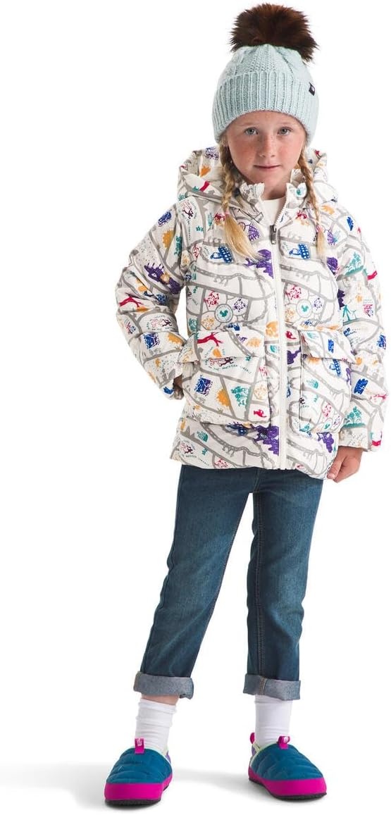 imageTHE NORTH FACE unisexbaby North Down Fleecelined ParkaWhite Dune Woodcut Trail Map Print