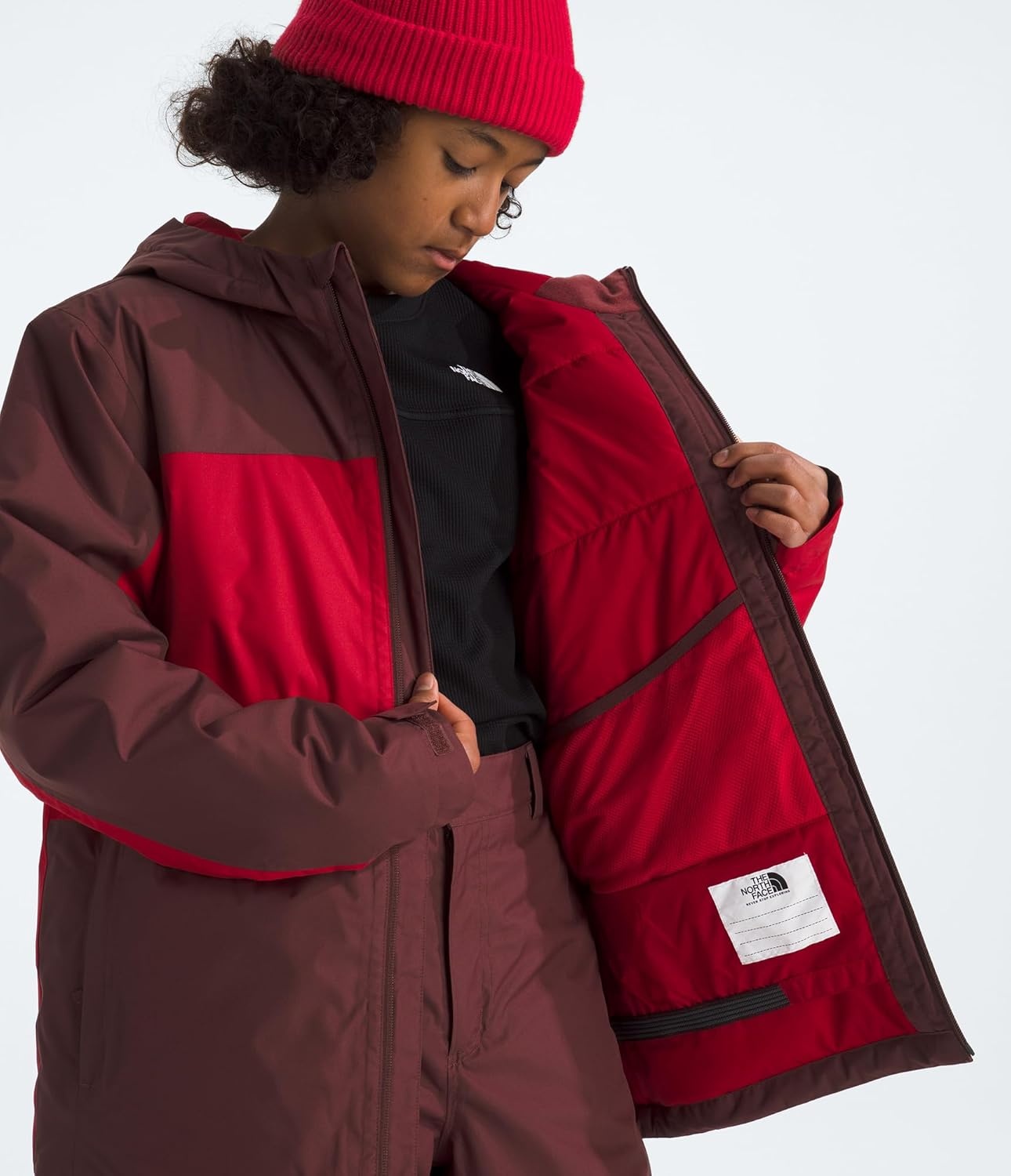 imageThe North Face Boys Freedom Insulated Jacket Winter Coat Water Repellent Helmet Compatible Hood amp Hand PocketsSumacTnf Red