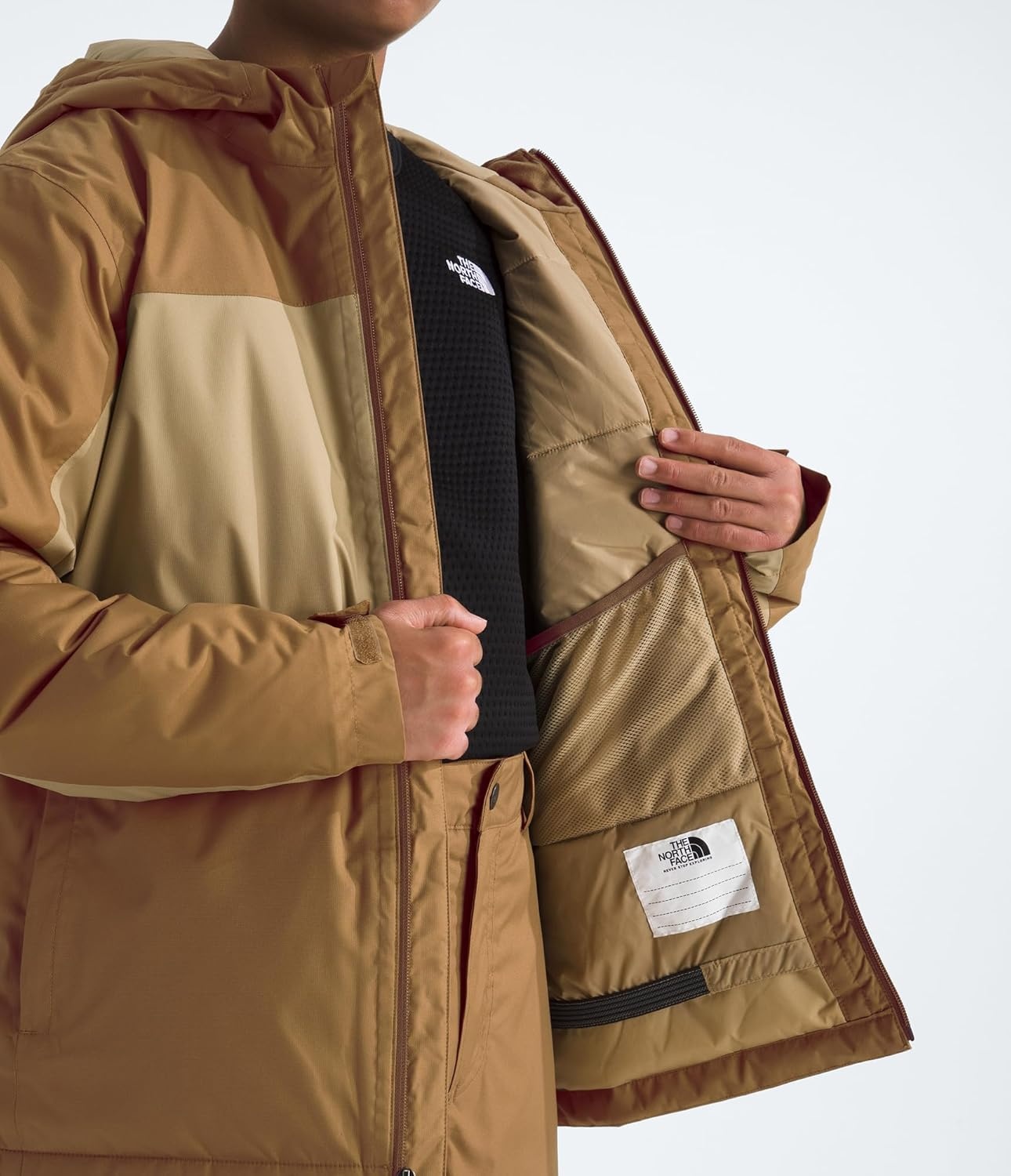 imageThe North Face Boys Freedom Insulated Jacket Winter Coat Water Repellent Helmet Compatible Hood amp Hand PocketsUtility BrownKhaki Stone