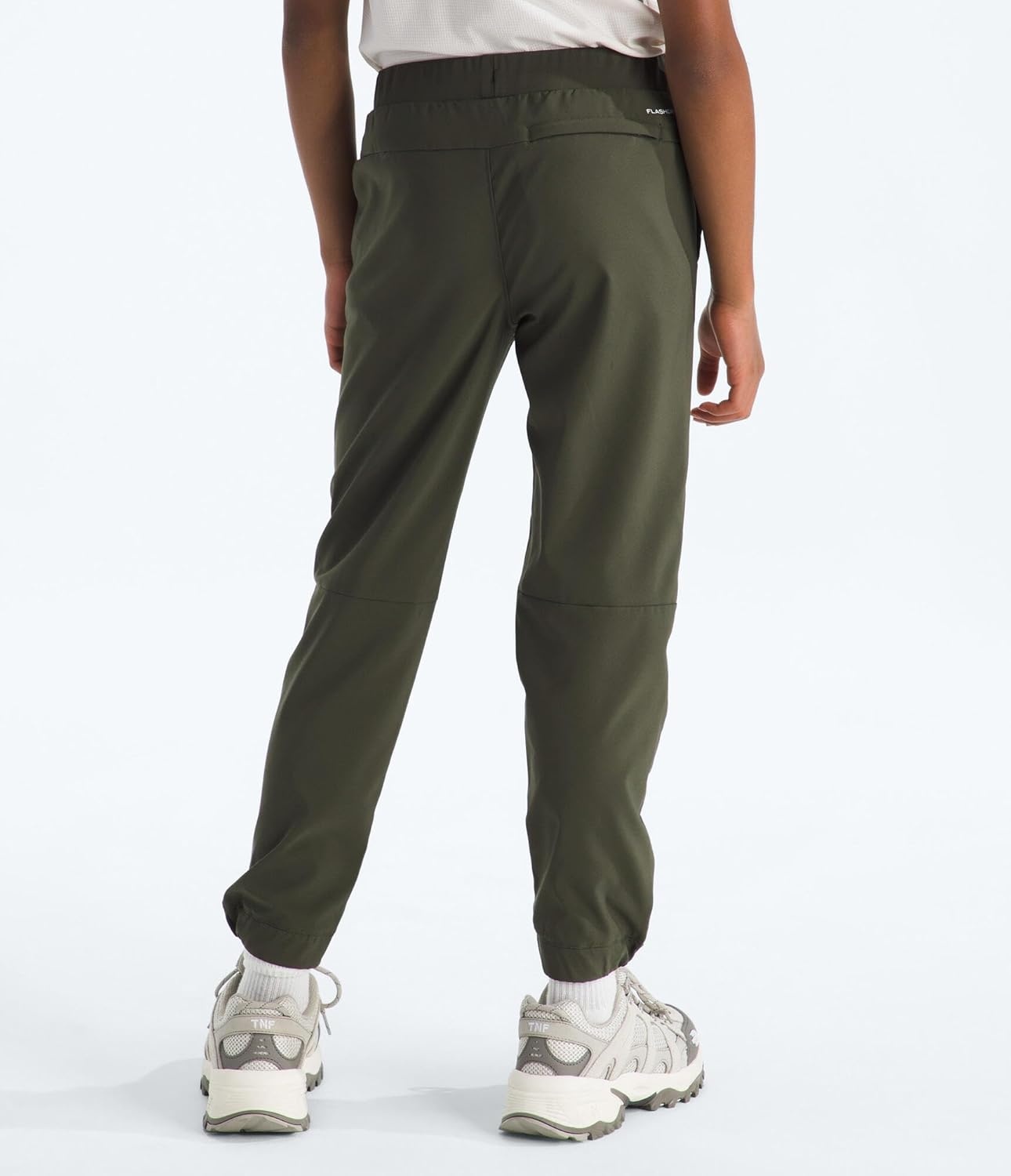 imageThe North Face Boys On The Trail Pant Moisture Wicking Water Repellent Elastic Waistband with Drawcord Zip Back PocketNew Taupe GreenSilver Reflective